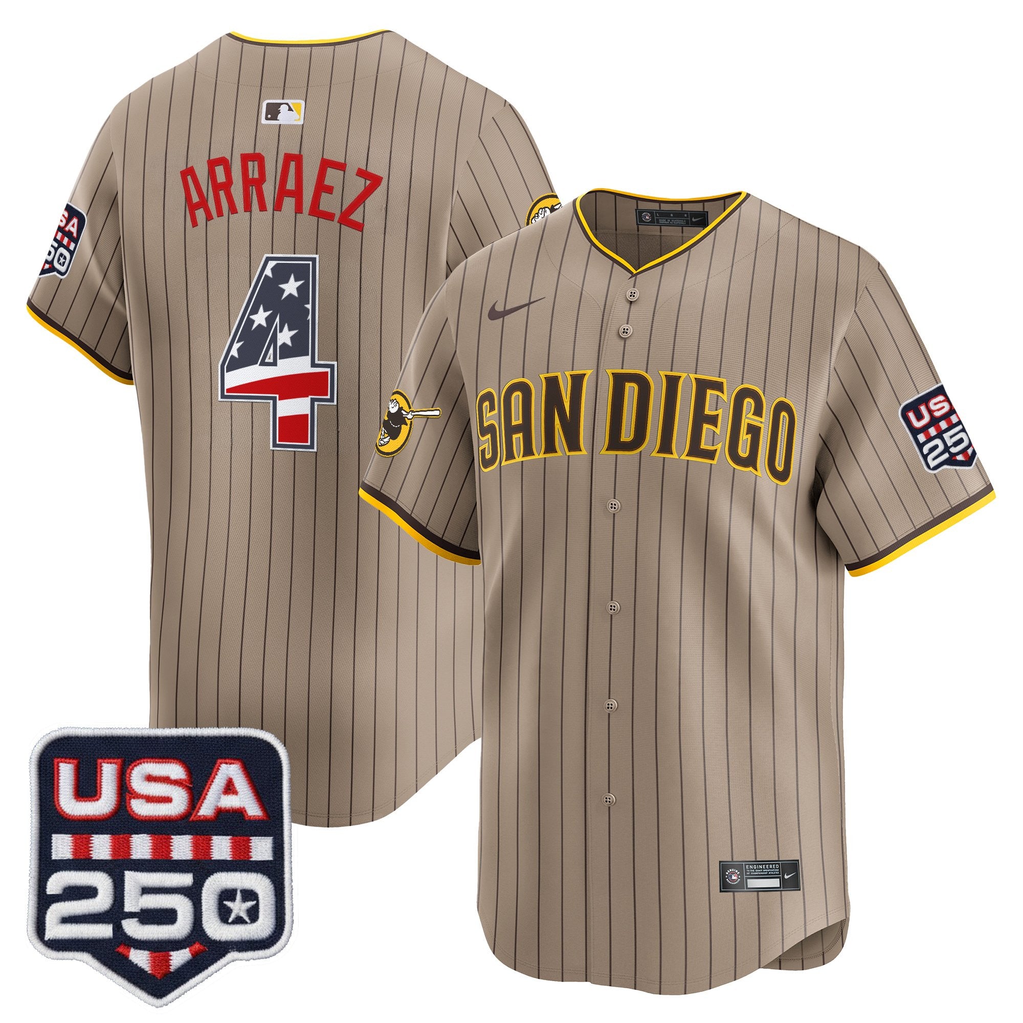 Men's San Diego Padres USA 250 Fourth of July Vapor Premier Limited Jersey - All Stitched