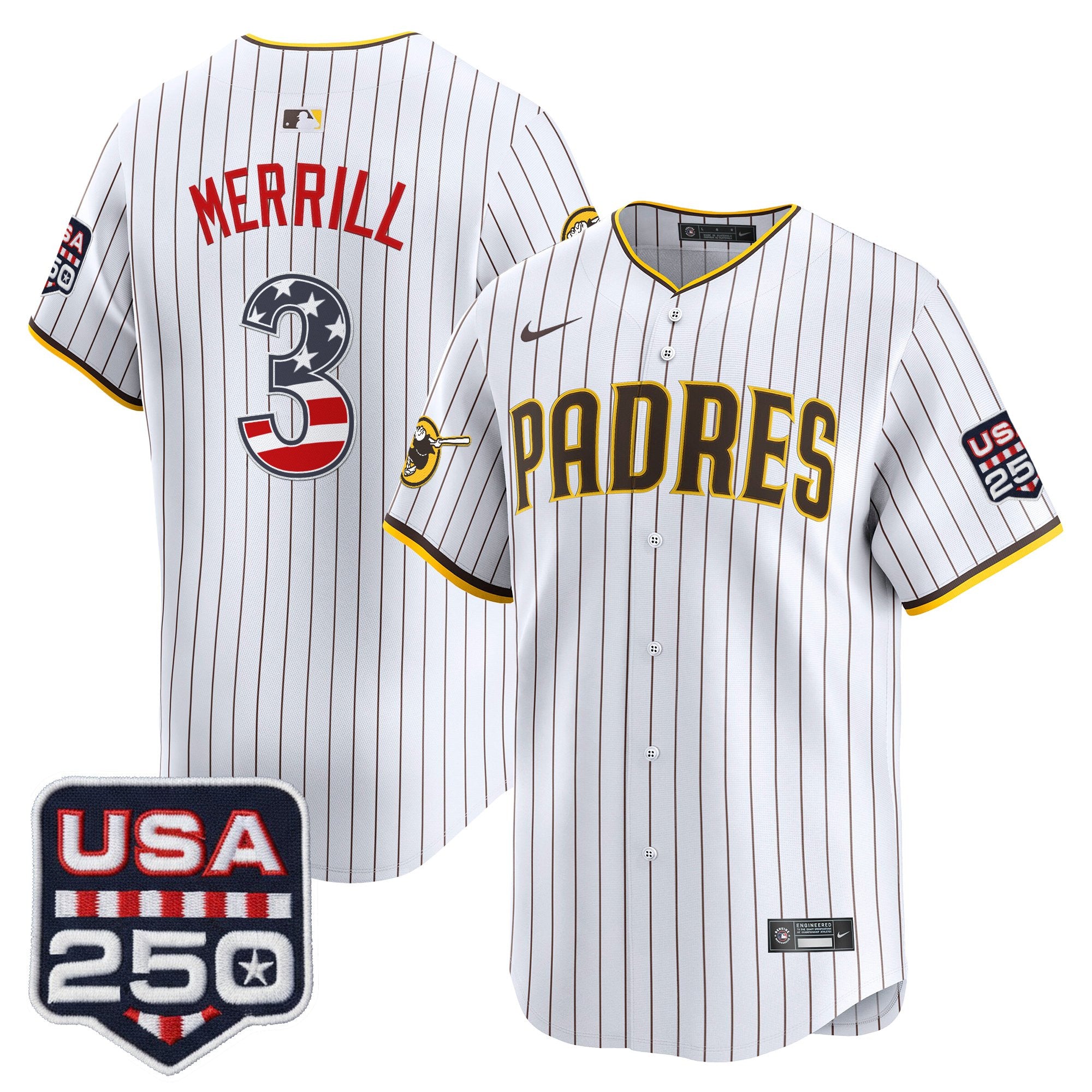 Men's San Diego Padres USA 250 Fourth of July Vapor Premier Limited Jersey - All Stitched