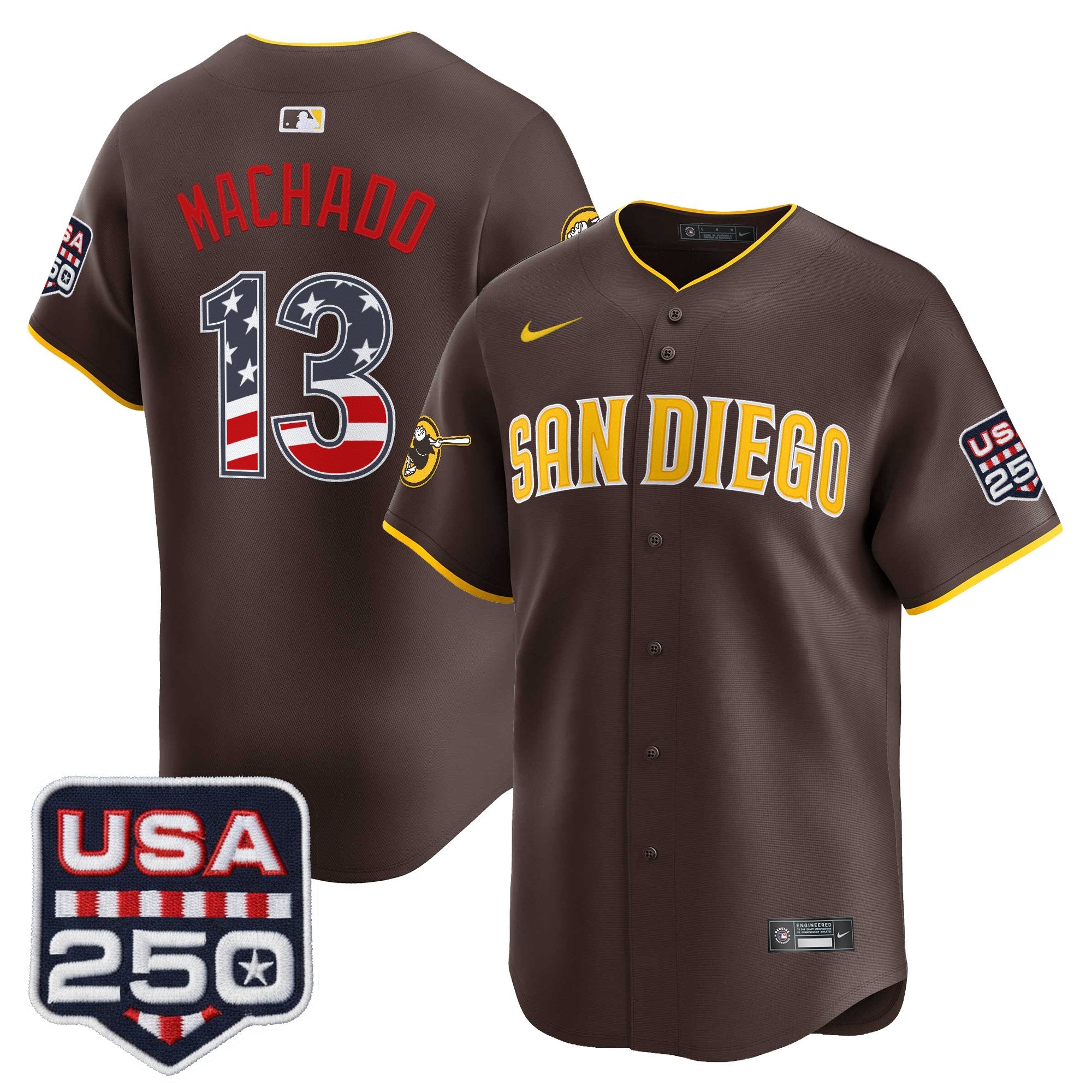 Men's San Diego Padres USA 250 Fourth of July Vapor Premier Limited Jersey - All Stitched