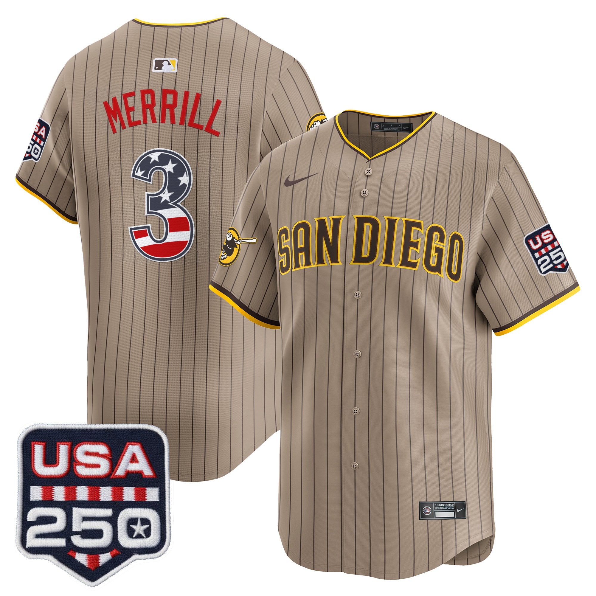 Men's San Diego Padres USA 250 Fourth of July Vapor Premier Limited Jersey - All Stitched