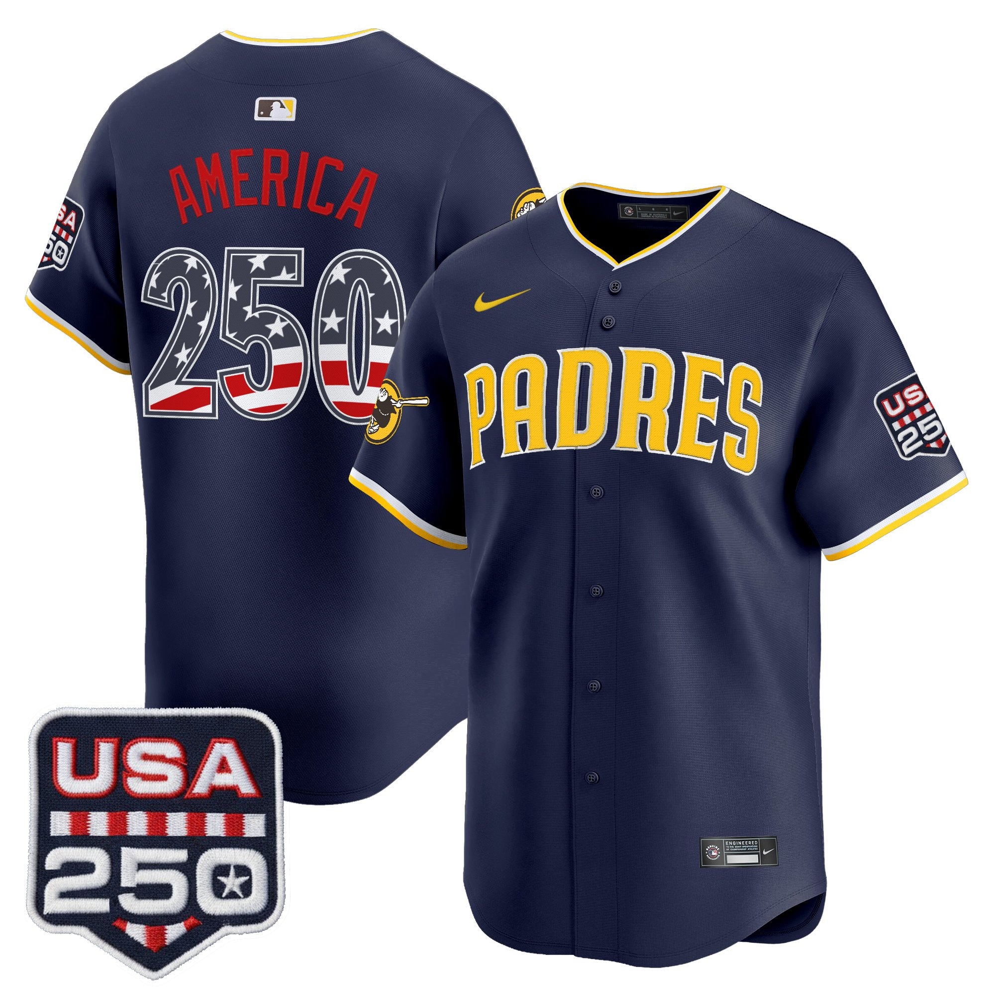 Men's San Diego Padres USA 250 Fourth of July Vapor Premier Limited Jersey - All Stitched