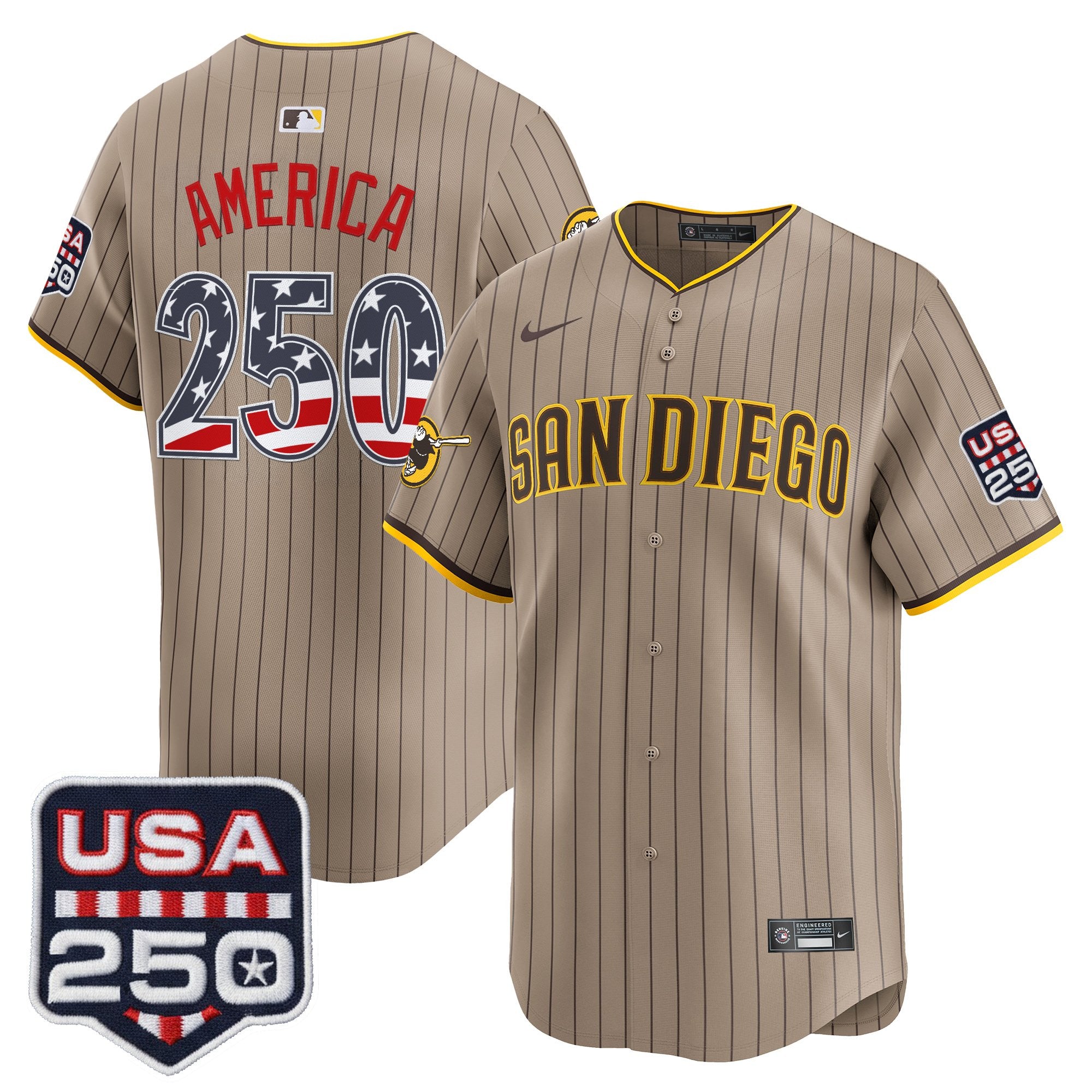 Men's San Diego Padres USA 250 Fourth of July Vapor Premier Limited Jersey - All Stitched
