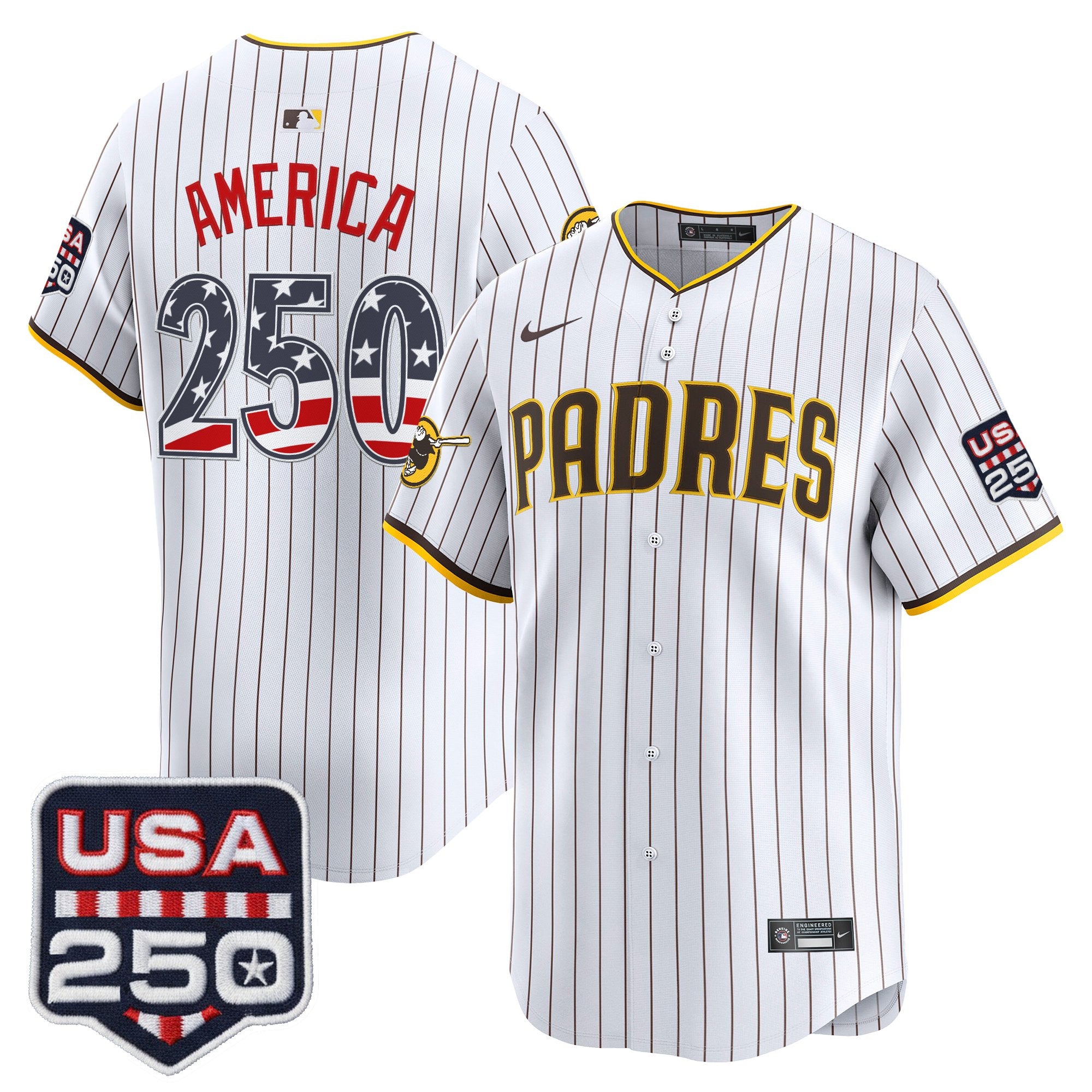 Men's San Diego Padres USA 250 Fourth of July Vapor Premier Limited Jersey - All Stitched
