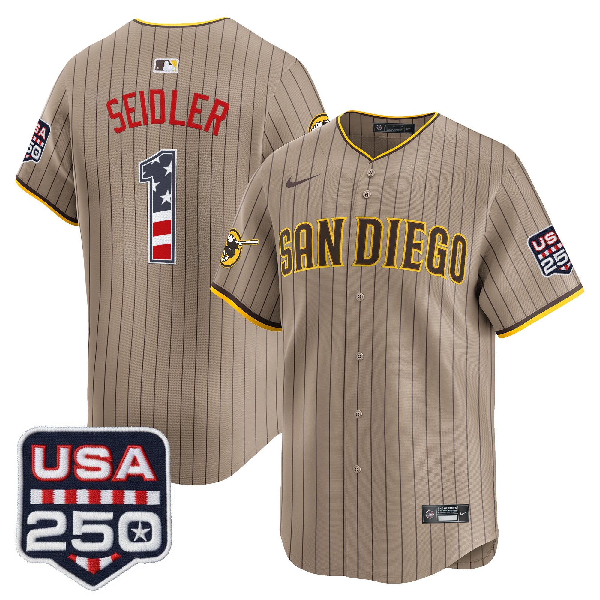 Men's San Diego Padres USA 250 Fourth of July Vapor Premier Limited Jersey - All Stitched