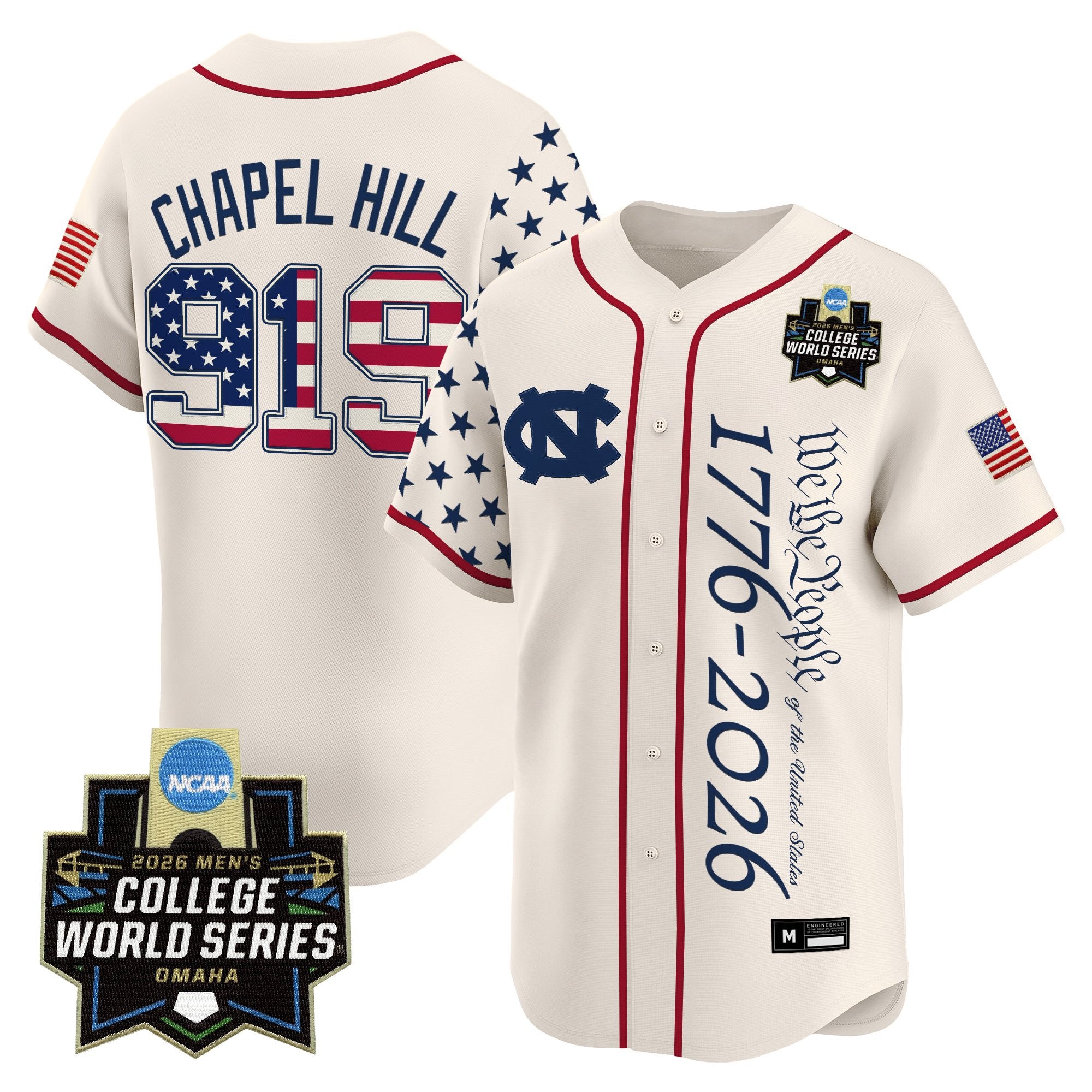 Men's North Carolina Tar Heels 2026 World Series "America 250 Edition" Vapor Premier Limited Jersey V2 - All Stitched