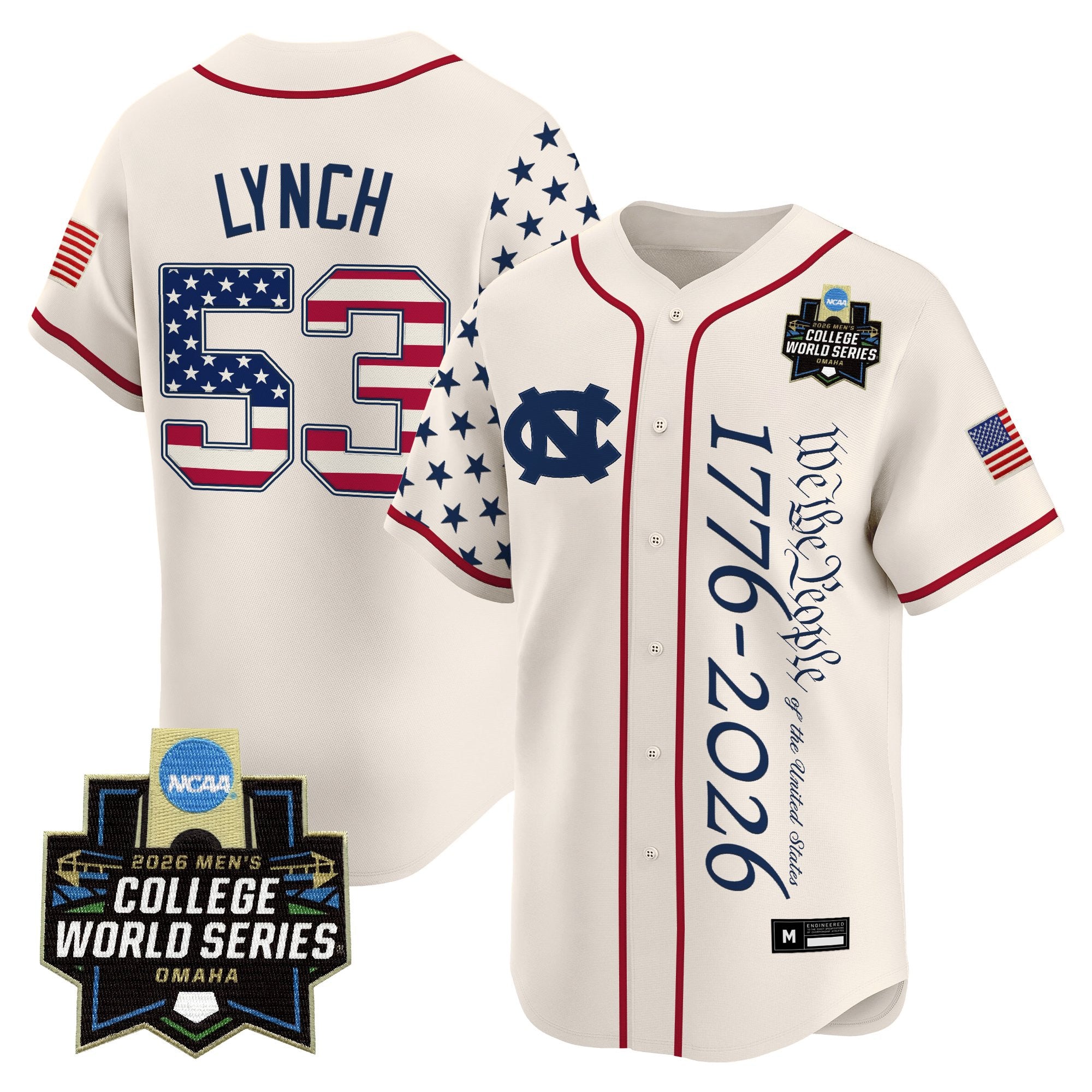 Men's North Carolina Tar Heels 2026 World Series "America 250 Edition" Vapor Premier Limited Jersey V2 - All Stitched