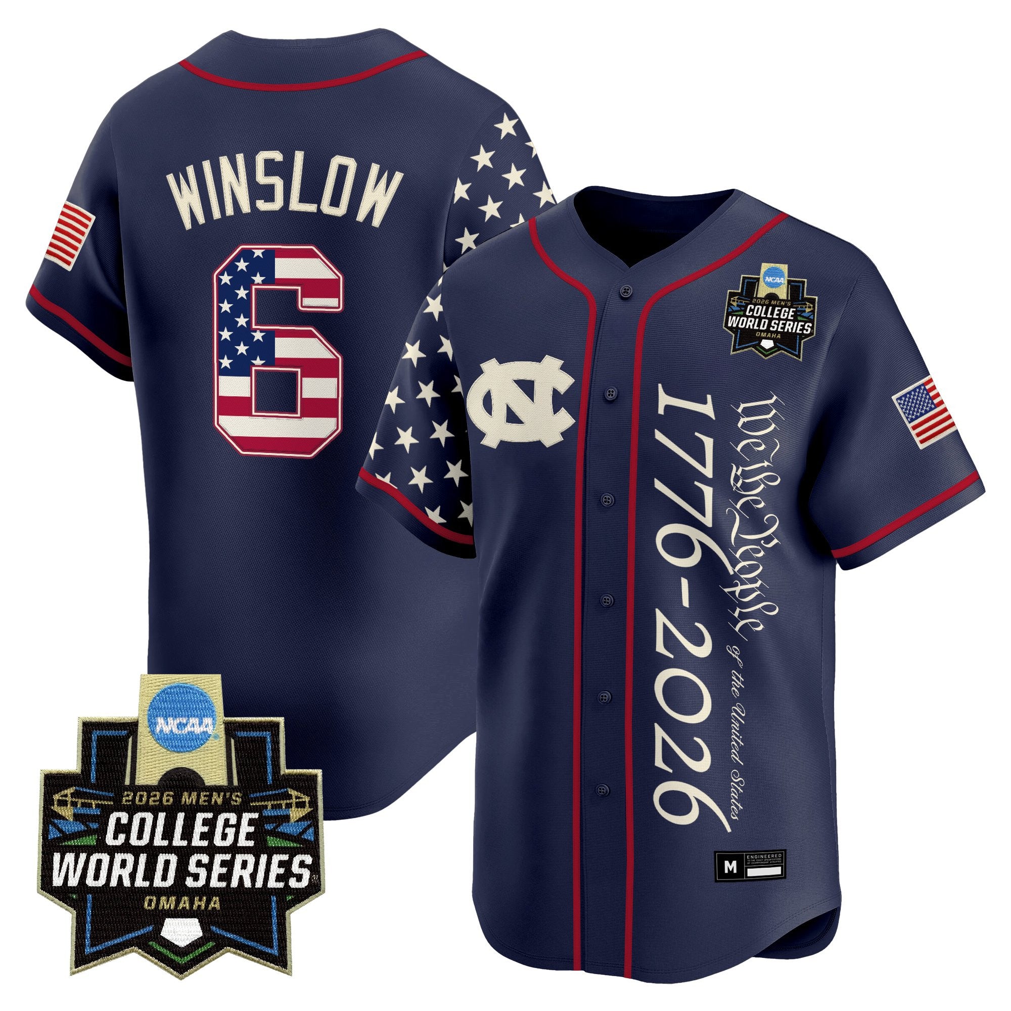 Men's North Carolina Tar Heels 2026 World Series "America 250 Edition" Vapor Premier Limited Jersey V2 - All Stitched