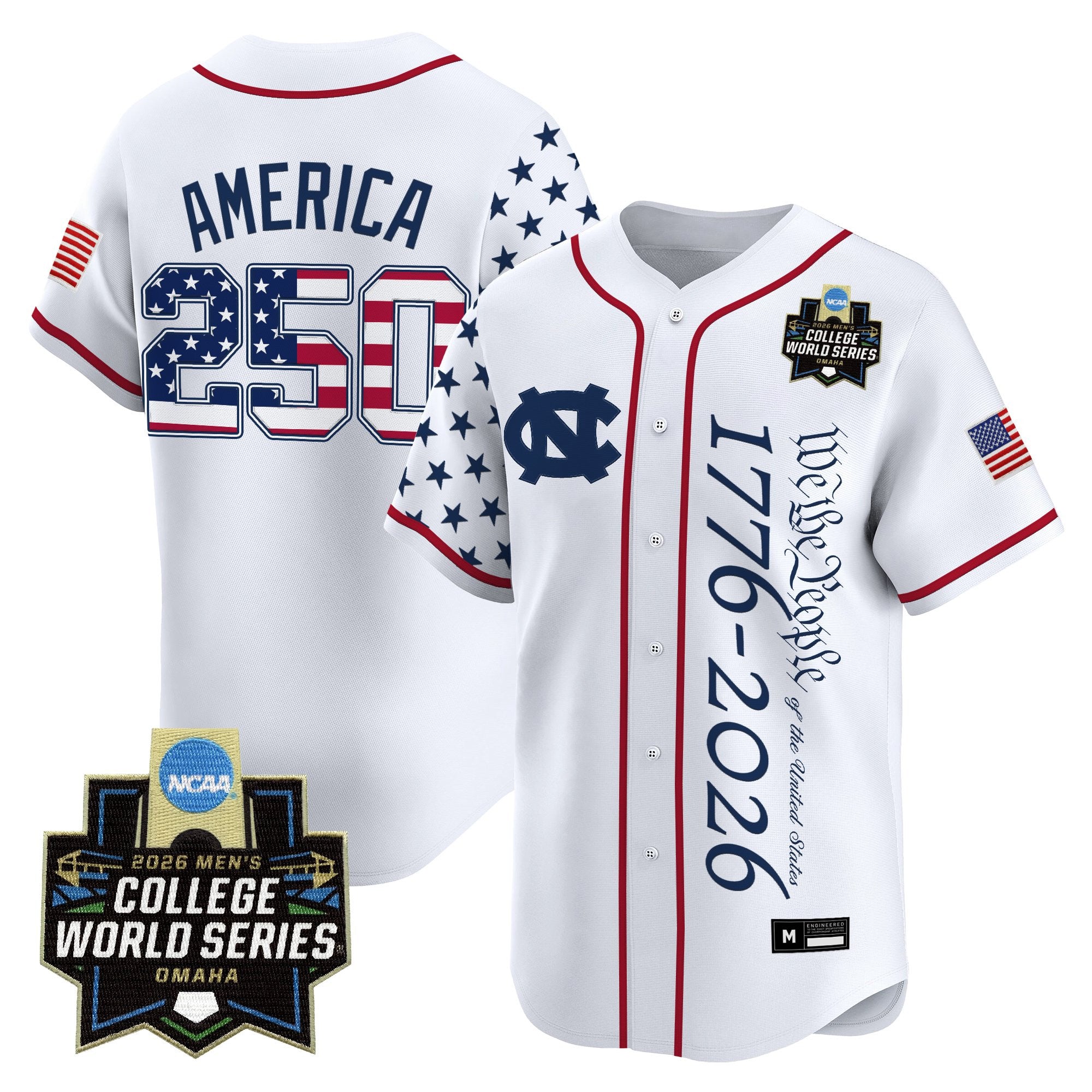 Men's North Carolina Tar Heels 2026 World Series "America 250 Edition" Vapor Premier Limited Jersey V2 - All Stitched