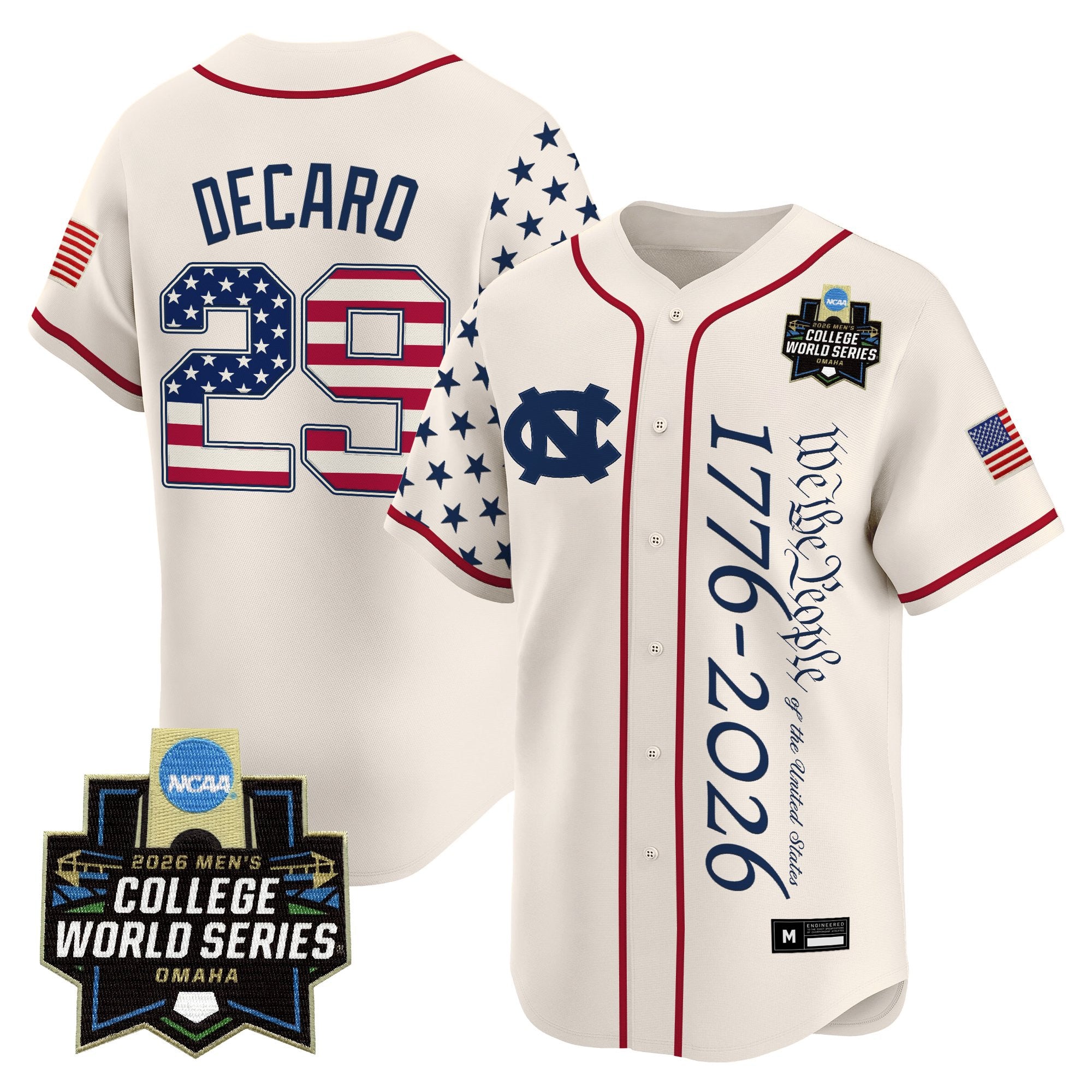 Men's North Carolina Tar Heels 2026 World Series "America 250 Edition" Vapor Premier Limited Jersey V2 - All Stitched