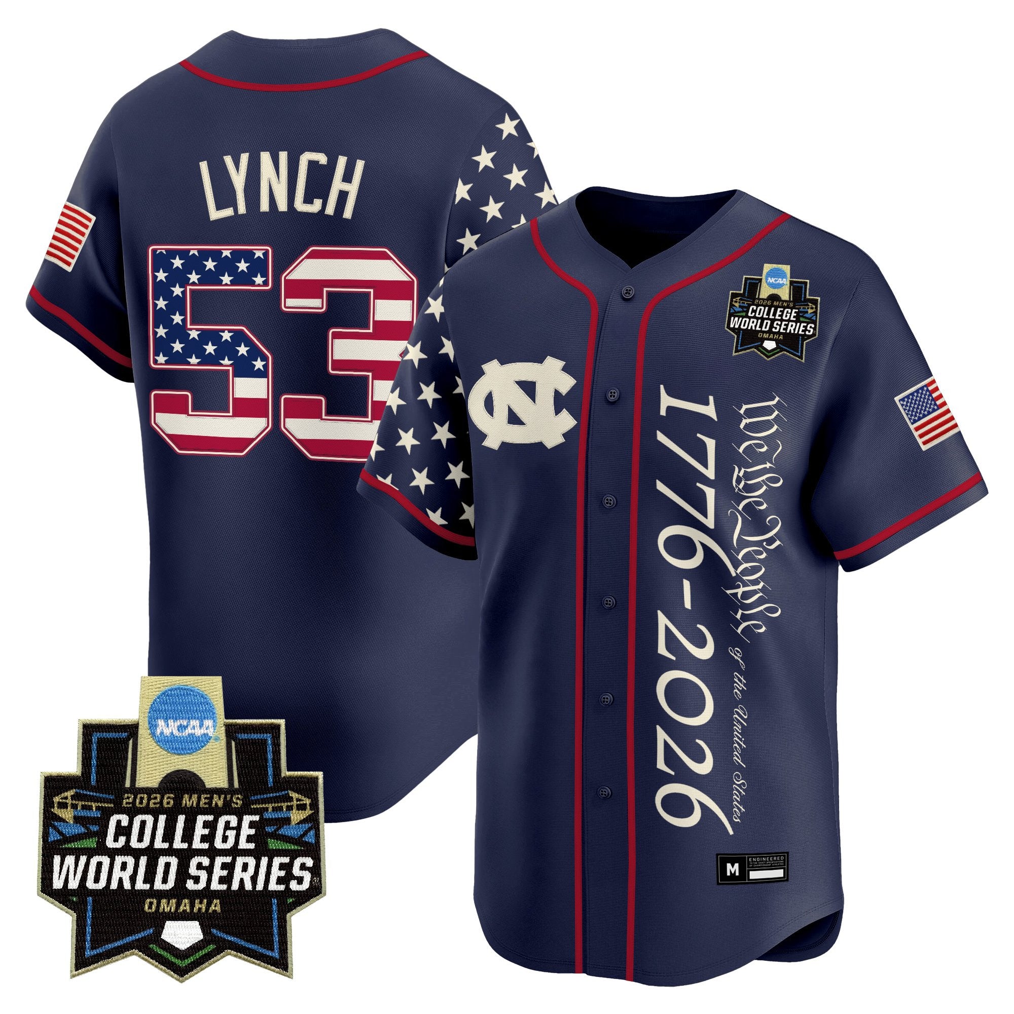 Men's North Carolina Tar Heels 2026 World Series "America 250 Edition" Vapor Premier Limited Jersey V2 - All Stitched