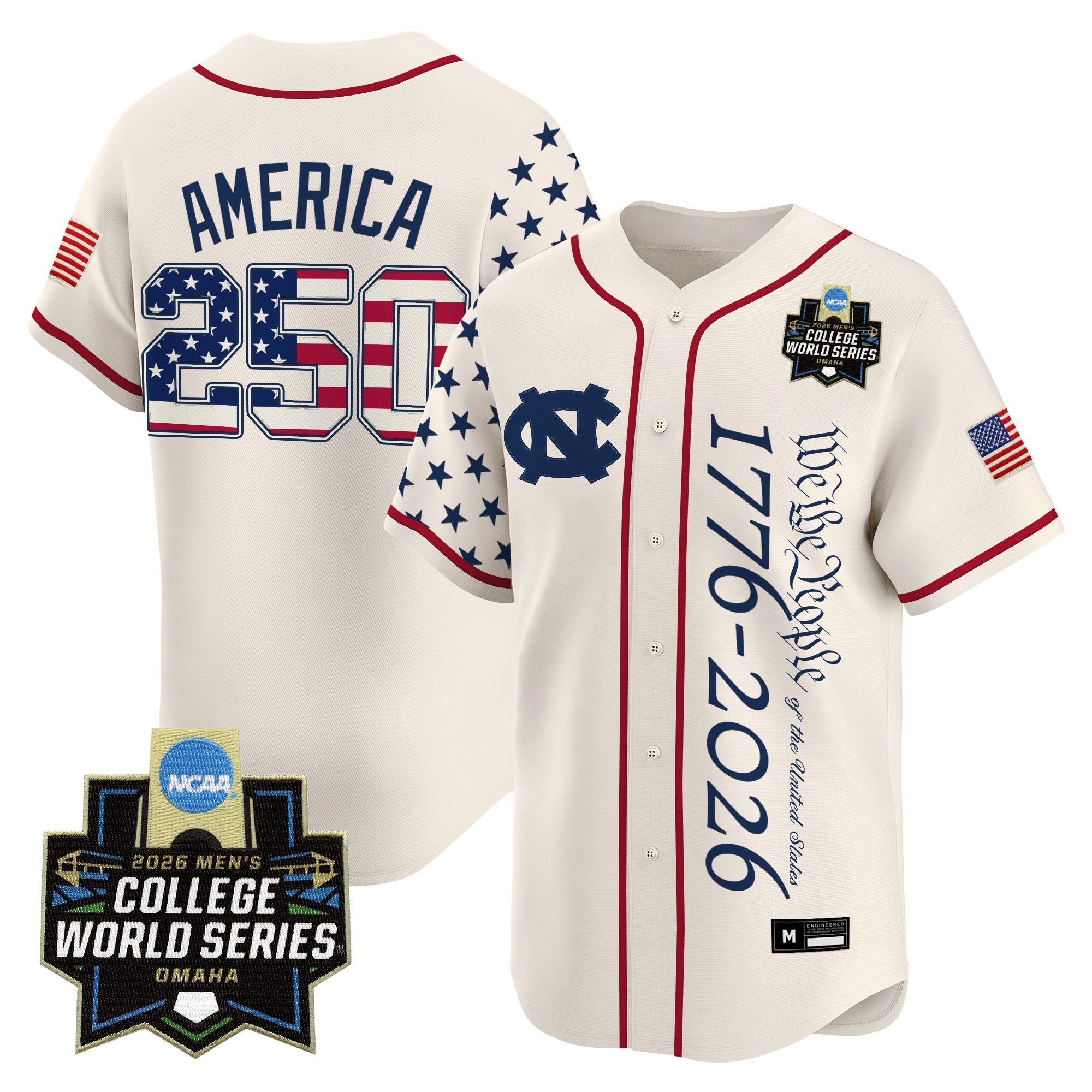 Men's North Carolina Tar Heels 2026 World Series "America 250 Edition" Vapor Premier Limited Jersey V2 - All Stitched