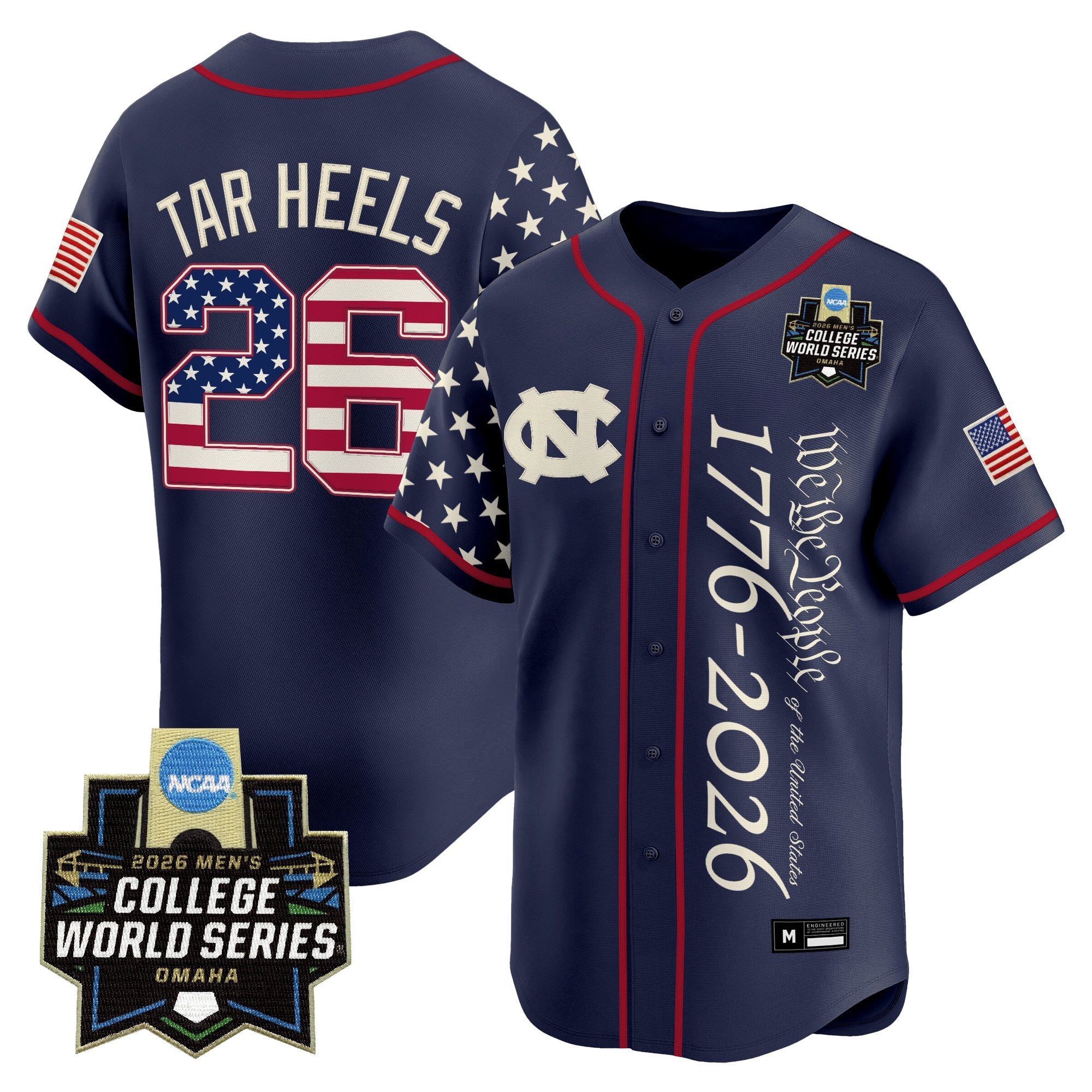 Men's North Carolina Tar Heels 2026 World Series "America 250 Edition" Vapor Premier Limited Jersey V2 - All Stitched