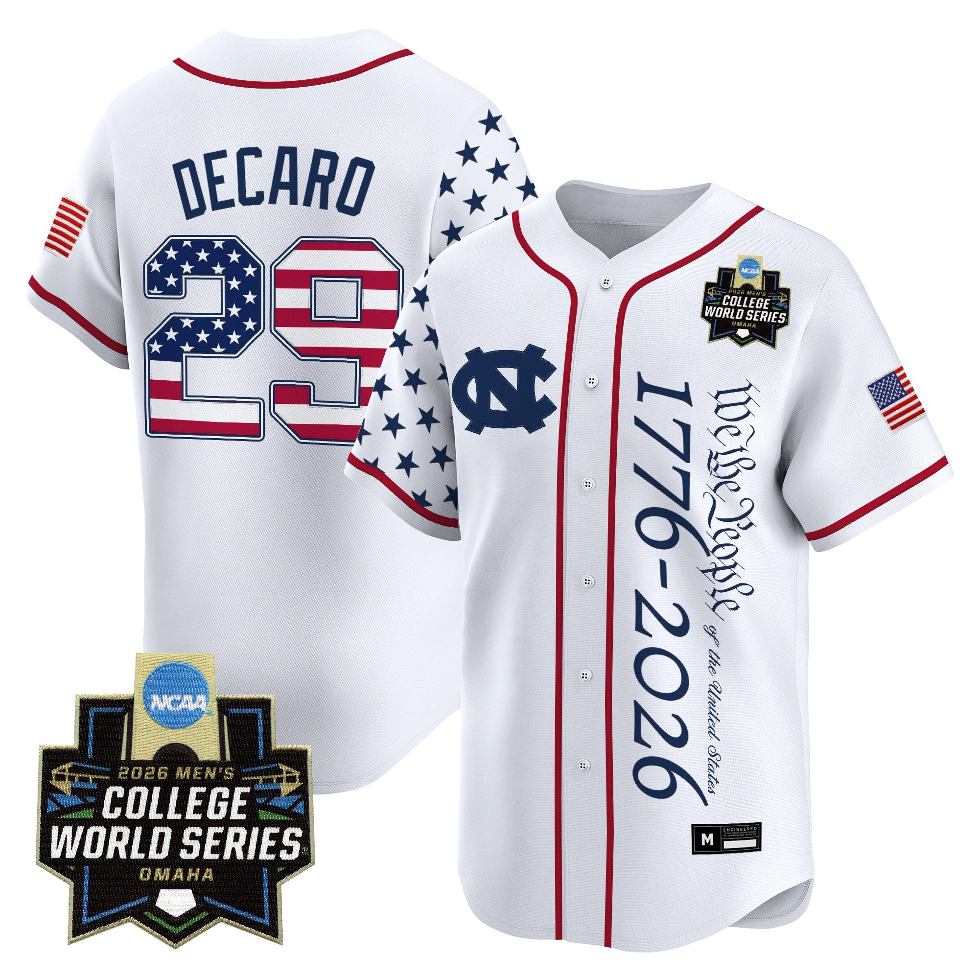 Men's North Carolina Tar Heels 2026 World Series "America 250 Edition" Vapor Premier Limited Jersey V2 - All Stitched