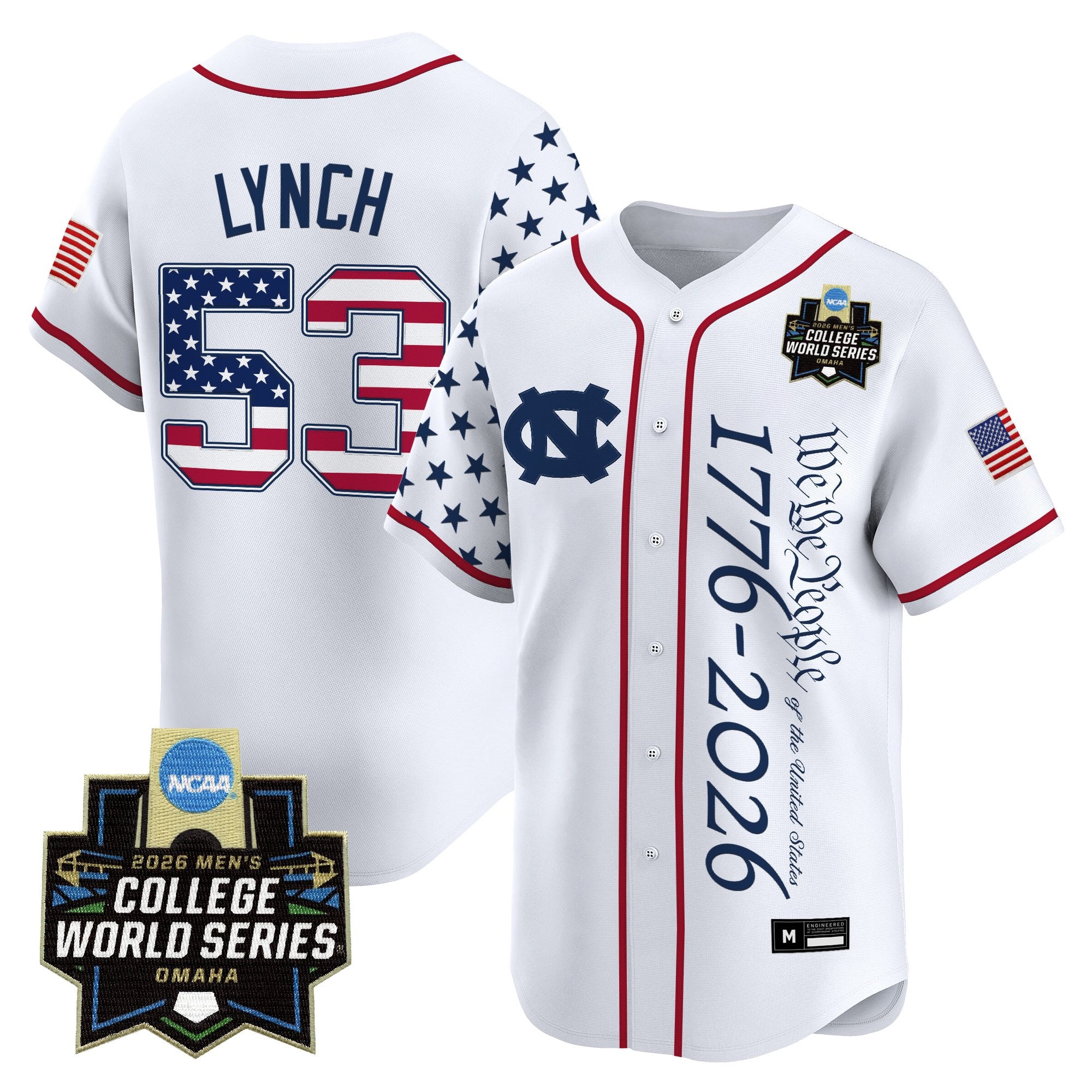 Men's North Carolina Tar Heels 2026 World Series "America 250 Edition" Vapor Premier Limited Jersey V2 - All Stitched