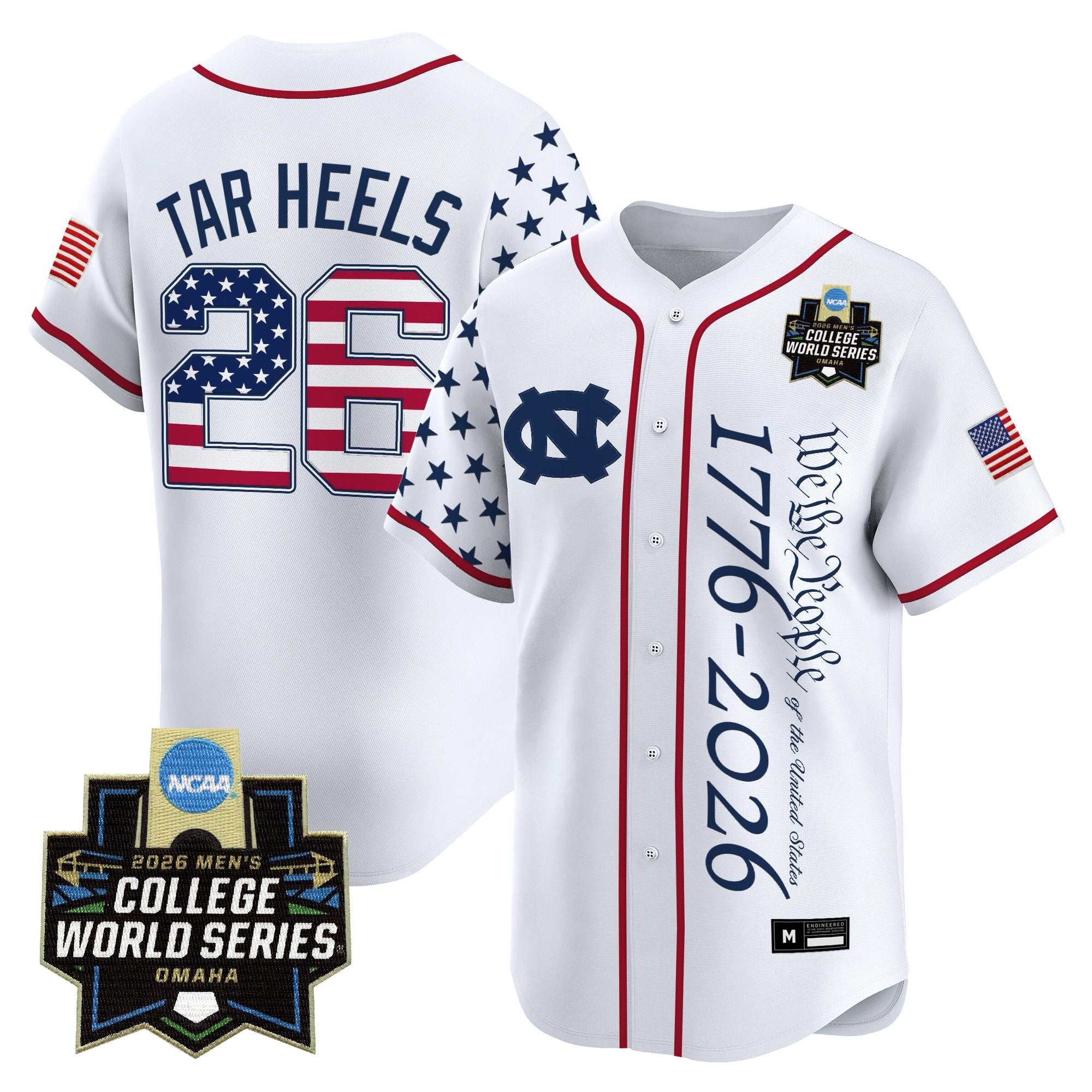 Men's North Carolina Tar Heels 2026 World Series "America 250 Edition" Vapor Premier Limited Jersey V2 - All Stitched