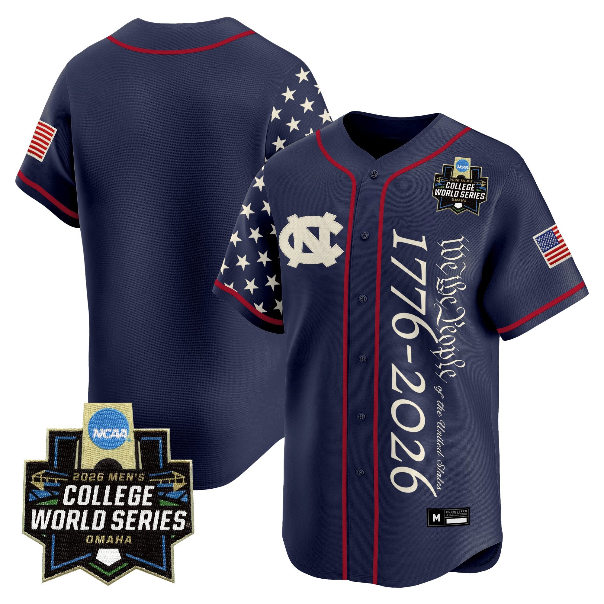 Men's North Carolina Tar Heels 2026 World Series "America 250 Edition" Vapor Premier Limited Jersey V2 - All Stitched