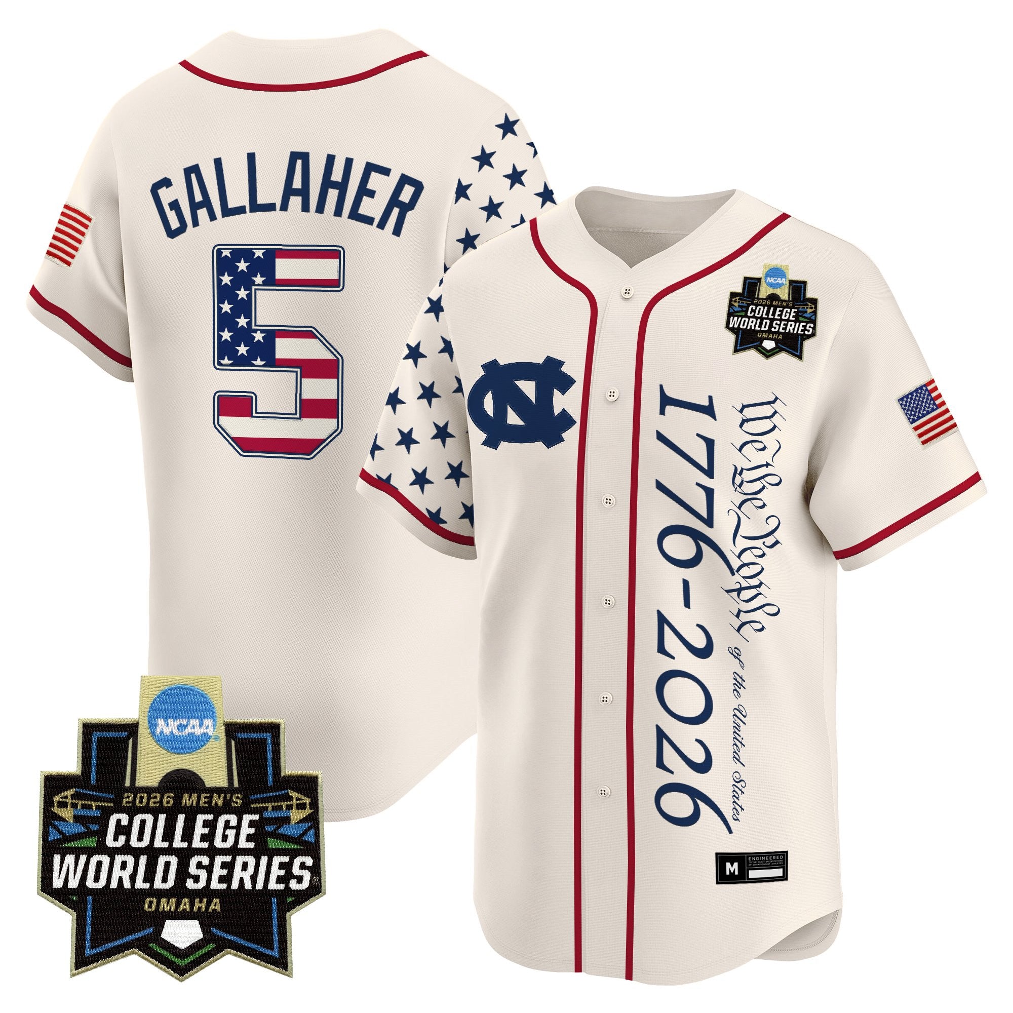 Men's North Carolina Tar Heels 2026 World Series "America 250 Edition" Vapor Premier Limited Jersey V2 - All Stitched