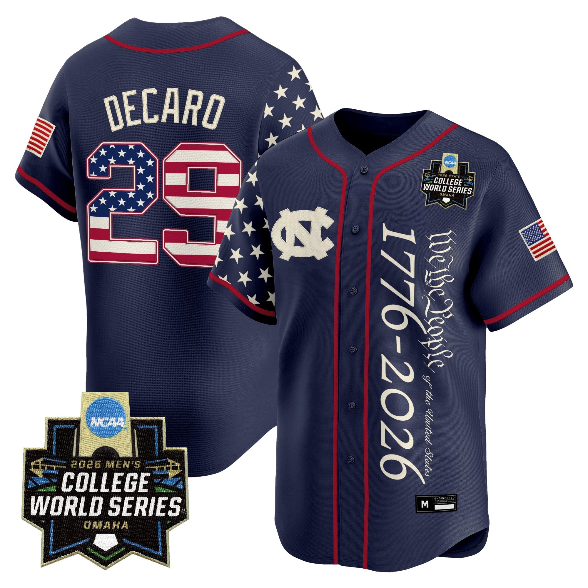 Men's North Carolina Tar Heels 2026 World Series "America 250 Edition" Vapor Premier Limited Jersey V2 - All Stitched