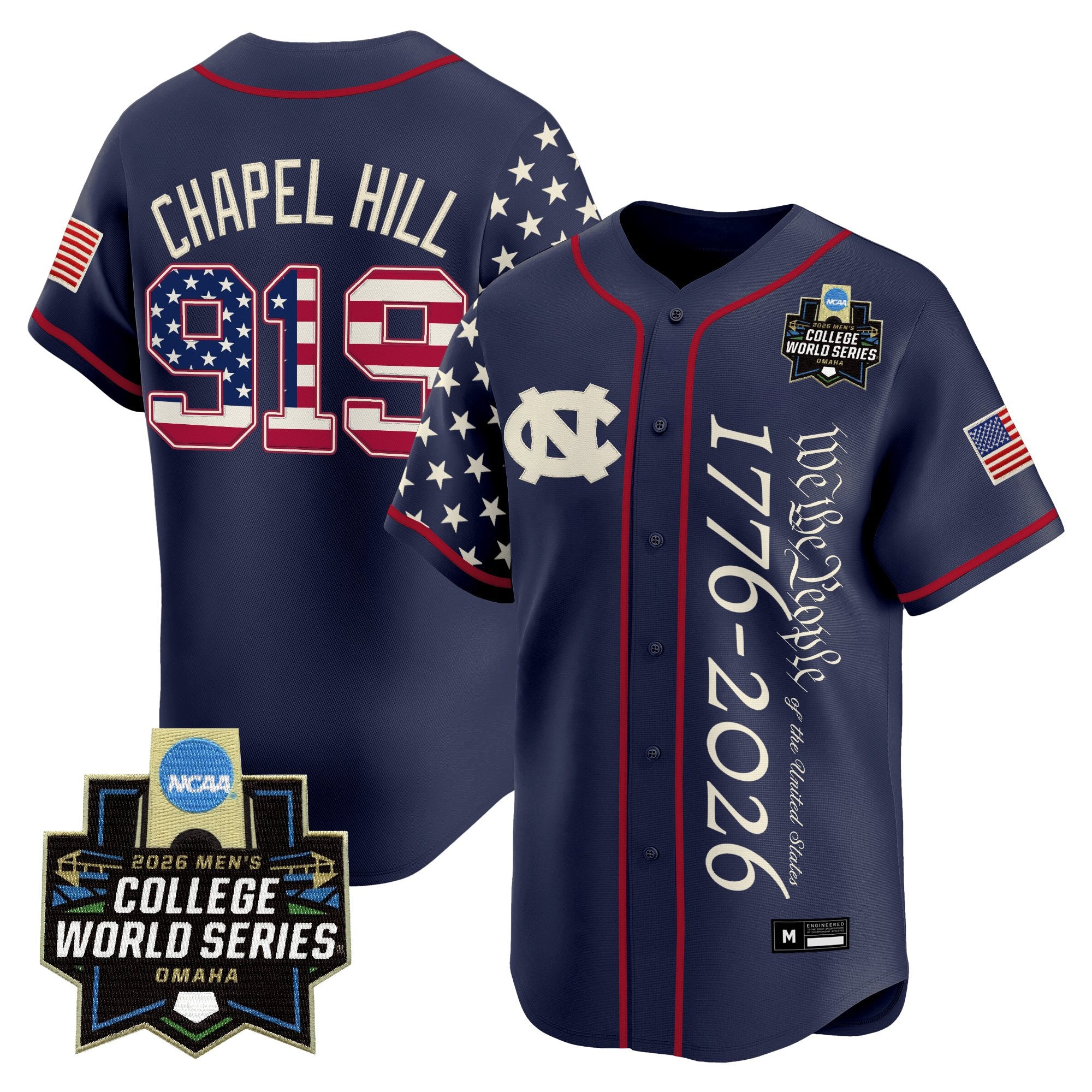 Men's North Carolina Tar Heels 2026 World Series "America 250 Edition" Vapor Premier Limited Jersey V2 - All Stitched