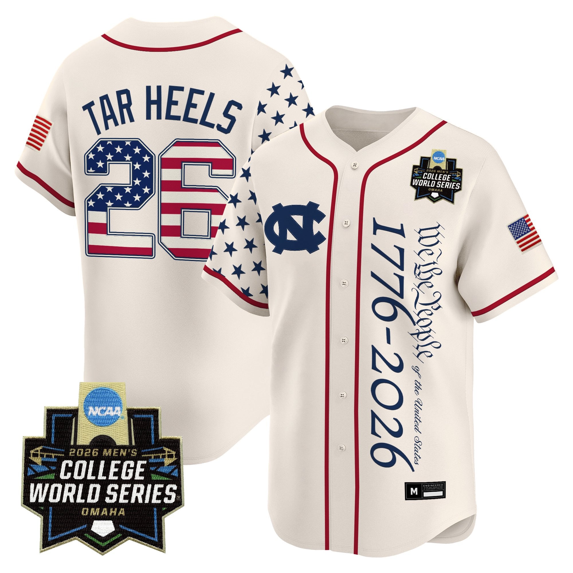 Men's North Carolina Tar Heels 2026 World Series "America 250 Edition" Vapor Premier Limited Jersey V2 - All Stitched