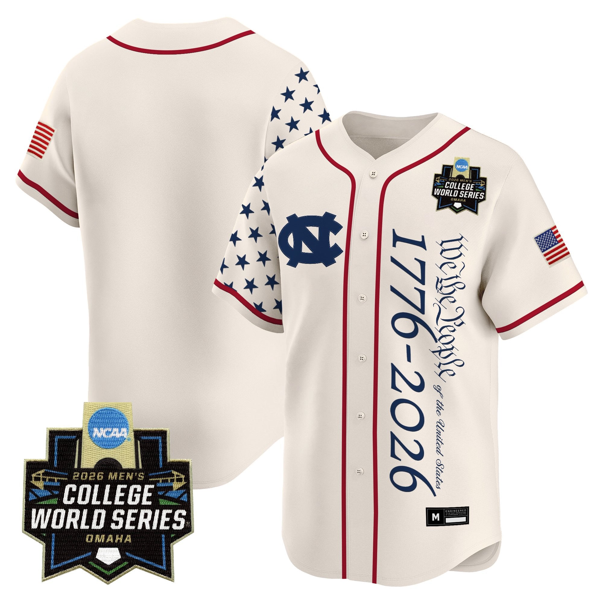 Men's North Carolina Tar Heels 2026 World Series "America 250 Edition" Vapor Premier Limited Jersey V2 - All Stitched
