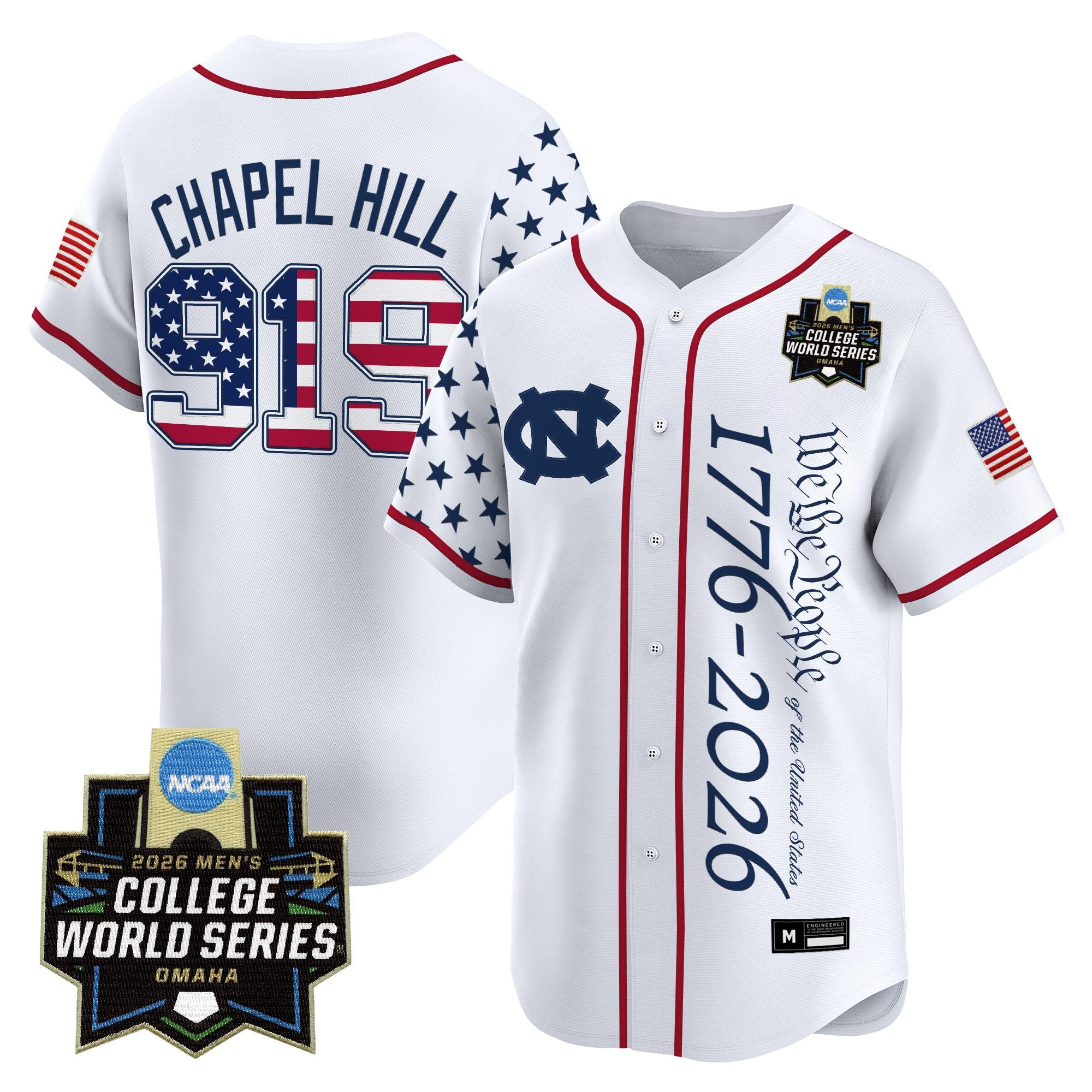 Men's North Carolina Tar Heels 2026 World Series "America 250 Edition" Vapor Premier Limited Jersey V2 - All Stitched