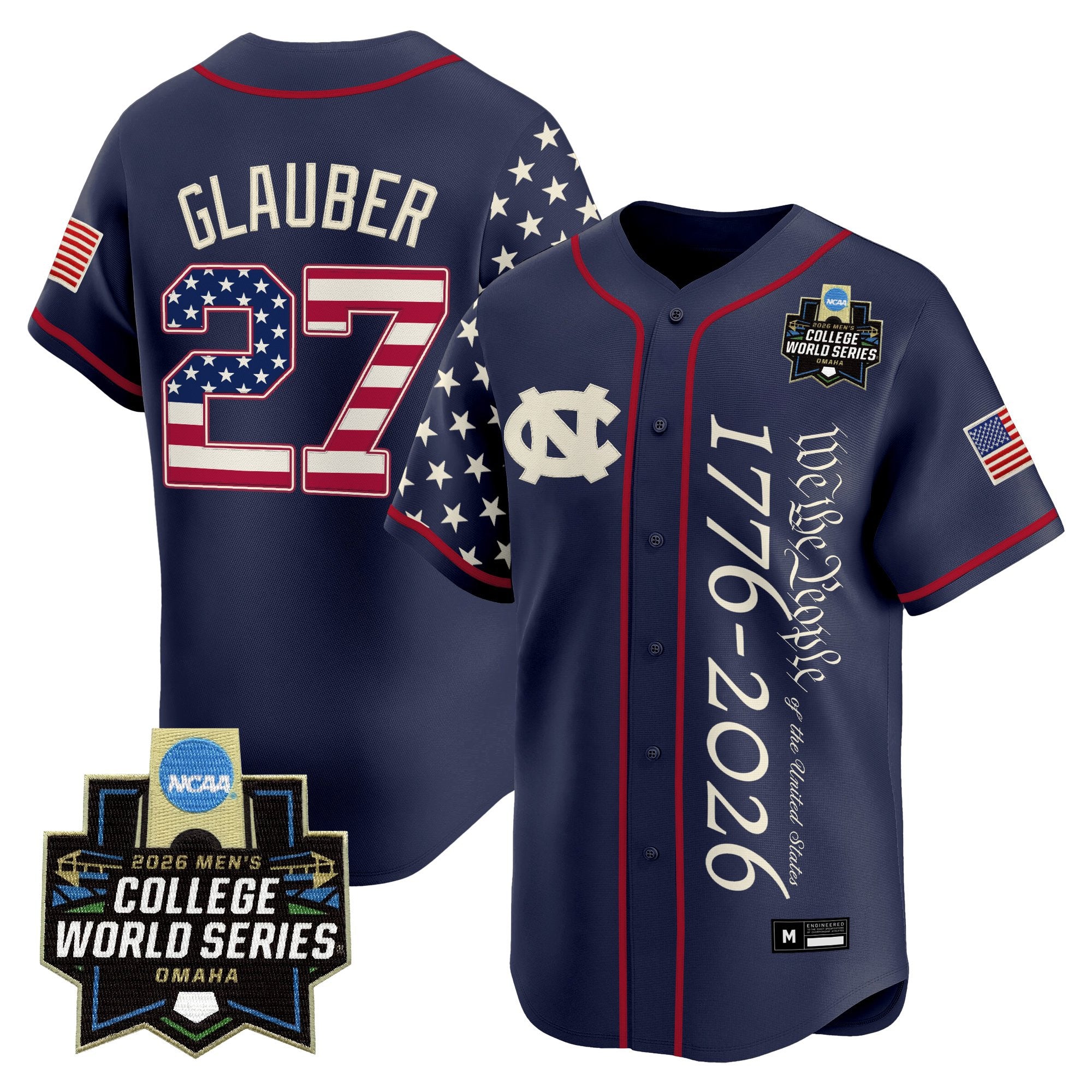 Men's North Carolina Tar Heels 2026 World Series "America 250 Edition" Vapor Premier Limited Jersey V2 - All Stitched