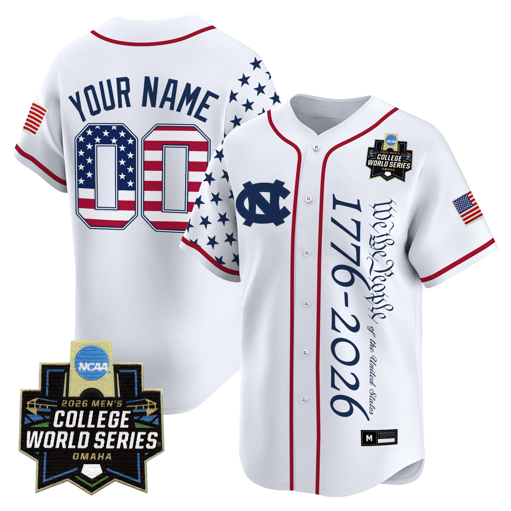North Carolina Tar Heels 2026 World Series "America 250 Edition" Vapor Premier Limited Custom Jersey V2 - All Stitched