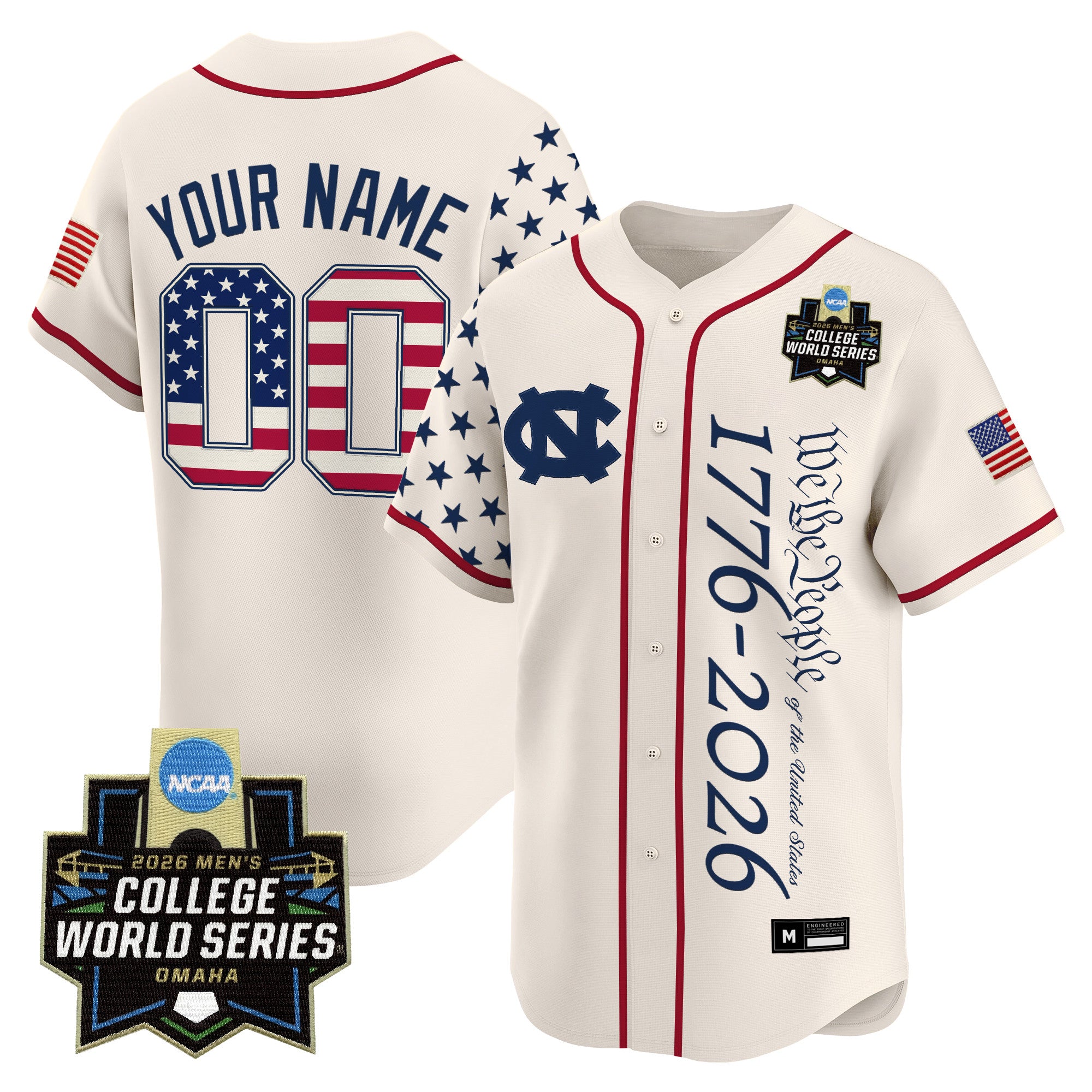 North Carolina Tar Heels 2026 World Series "America 250 Edition" Vapor Premier Limited Custom Jersey V2 - All Stitched
