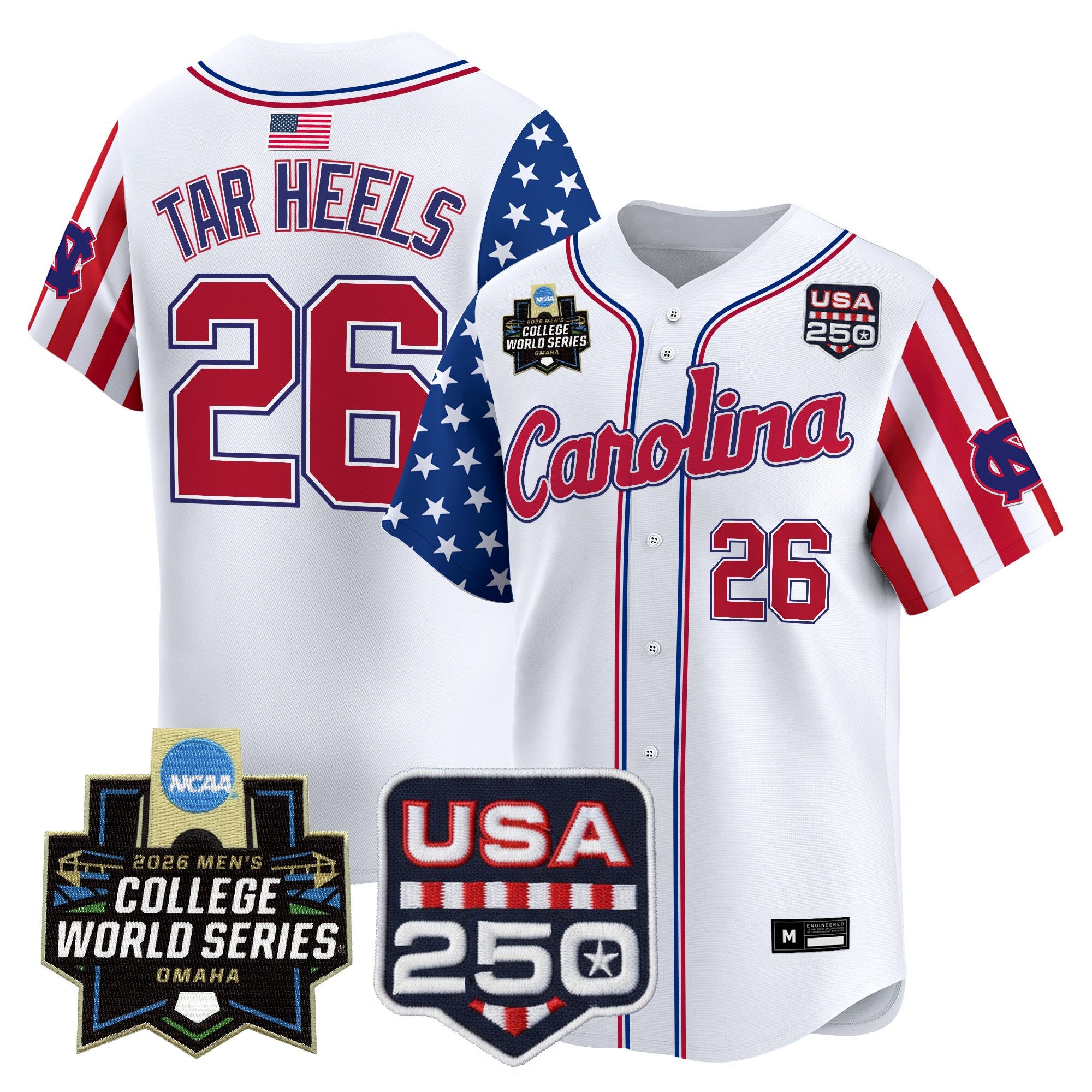 Men's North Carolina Tar Heels 2026 World Series "America 250 Edition" Vapor Premier Limited Jersey - All Stitched