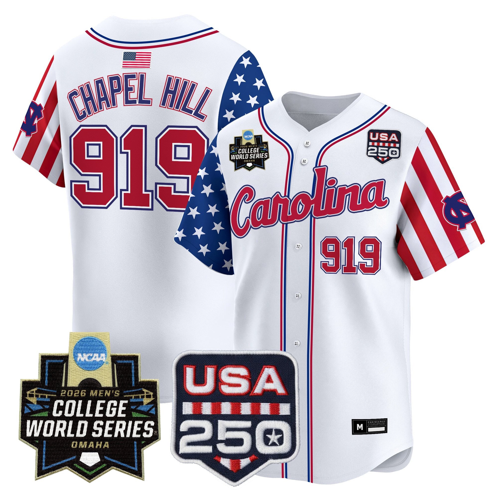 Men's North Carolina Tar Heels 2026 World Series "America 250 Edition" Vapor Premier Limited Jersey - All Stitched