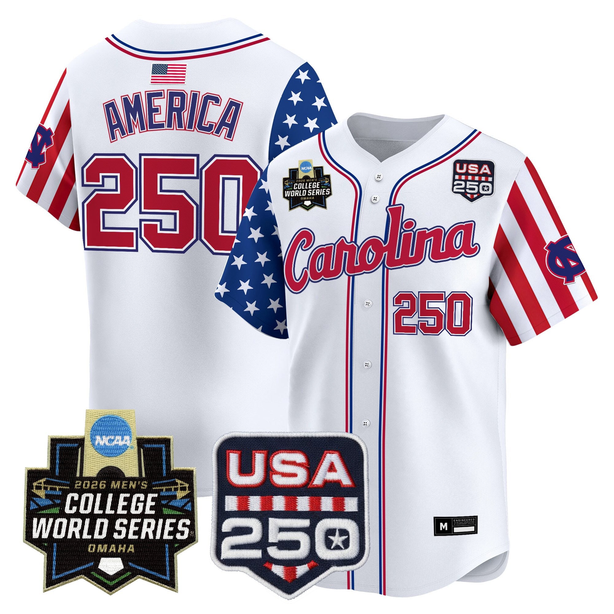 Men's North Carolina Tar Heels 2026 World Series "America 250 Edition" Vapor Premier Limited Jersey - All Stitched