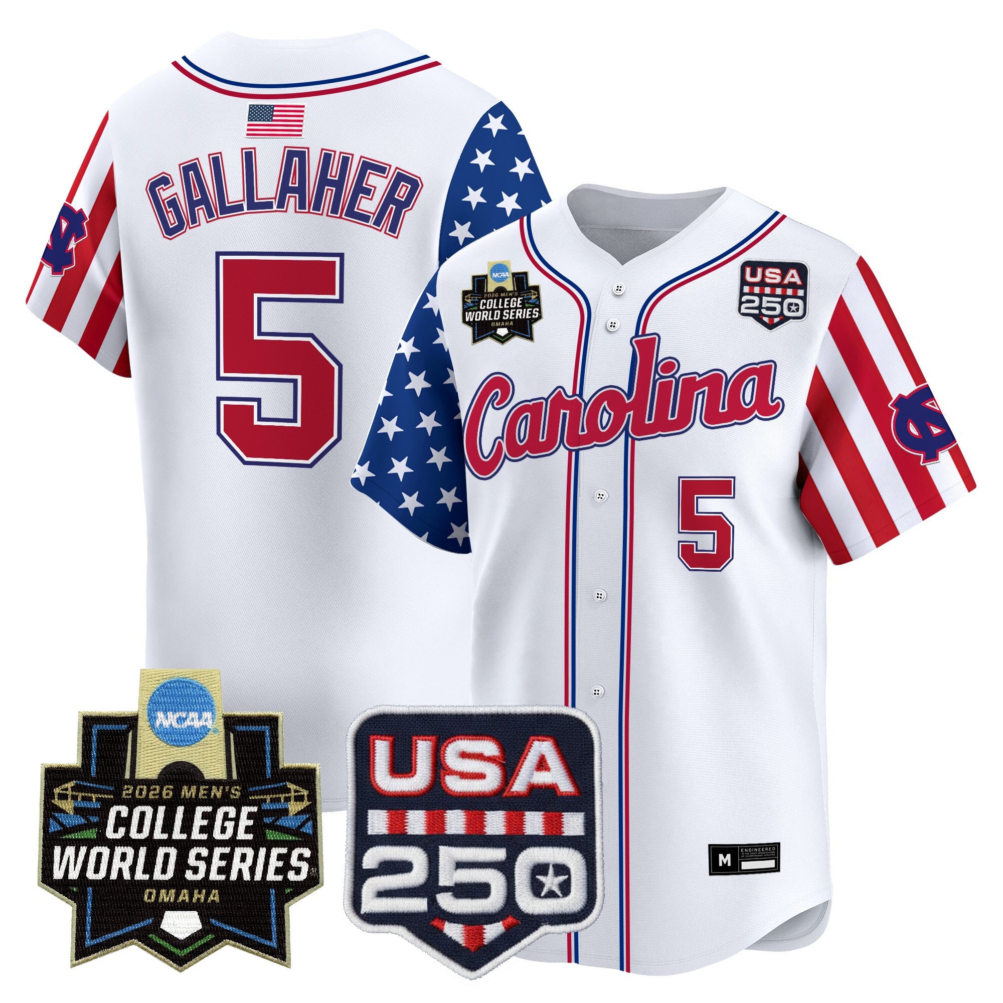 Men's North Carolina Tar Heels 2026 World Series "America 250 Edition" Vapor Premier Limited Jersey - All Stitched