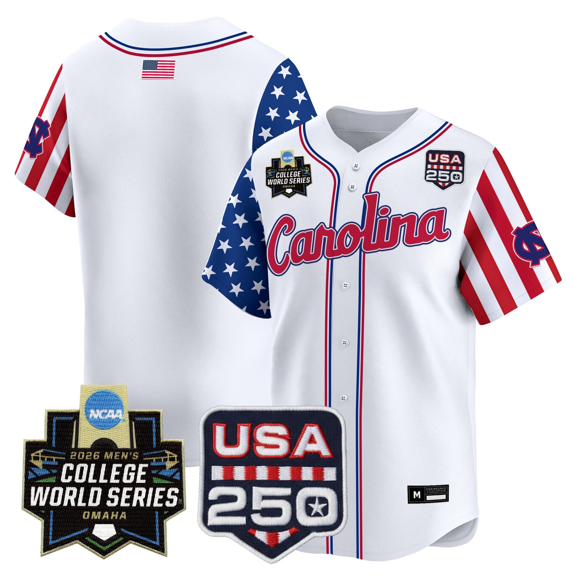 Men's North Carolina Tar Heels 2026 World Series "America 250 Edition" Vapor Premier Limited Jersey - All Stitched