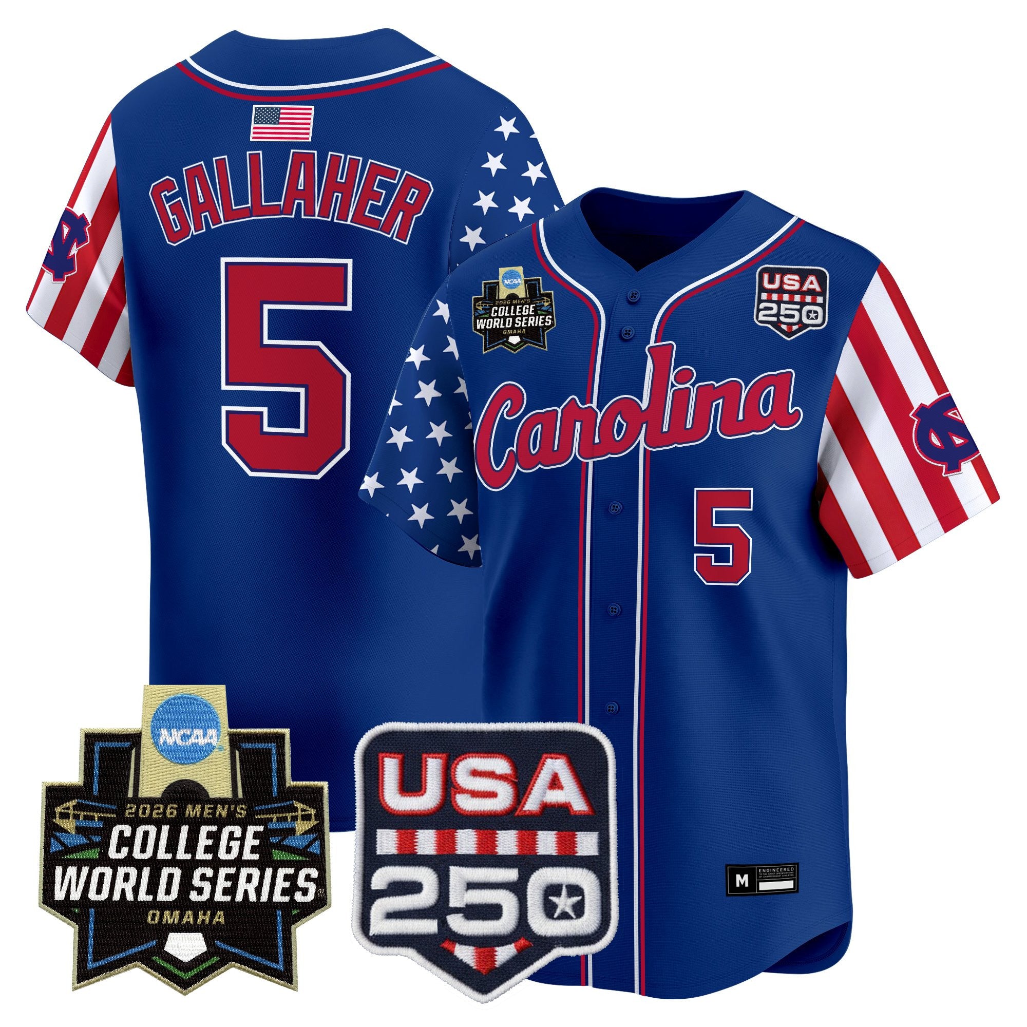 Men's North Carolina Tar Heels 2026 World Series "America 250 Edition" Vapor Premier Limited Jersey - All Stitched