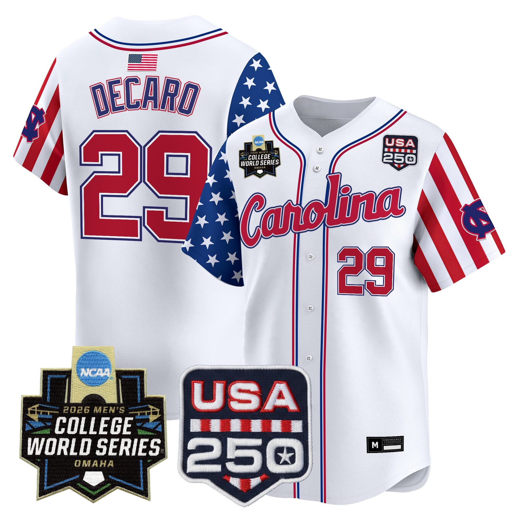 Men's North Carolina Tar Heels 2026 World Series "America 250 Edition" Vapor Premier Limited Jersey - All Stitched