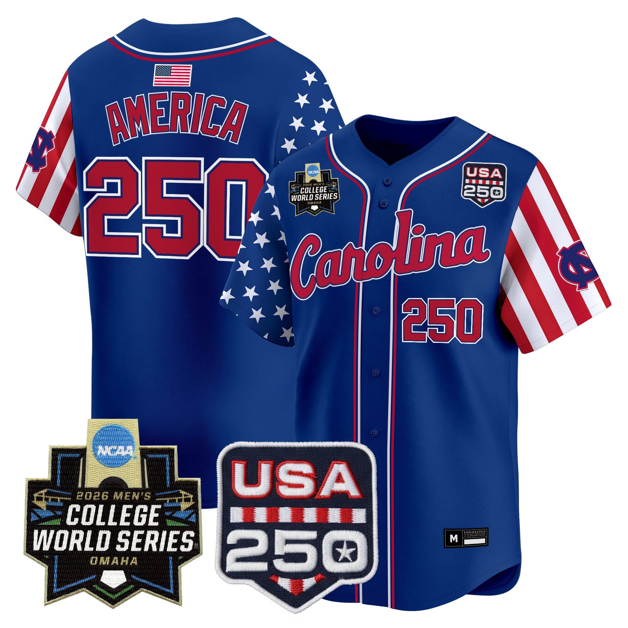 Men's North Carolina Tar Heels 2026 World Series "America 250 Edition" Vapor Premier Limited Jersey - All Stitched