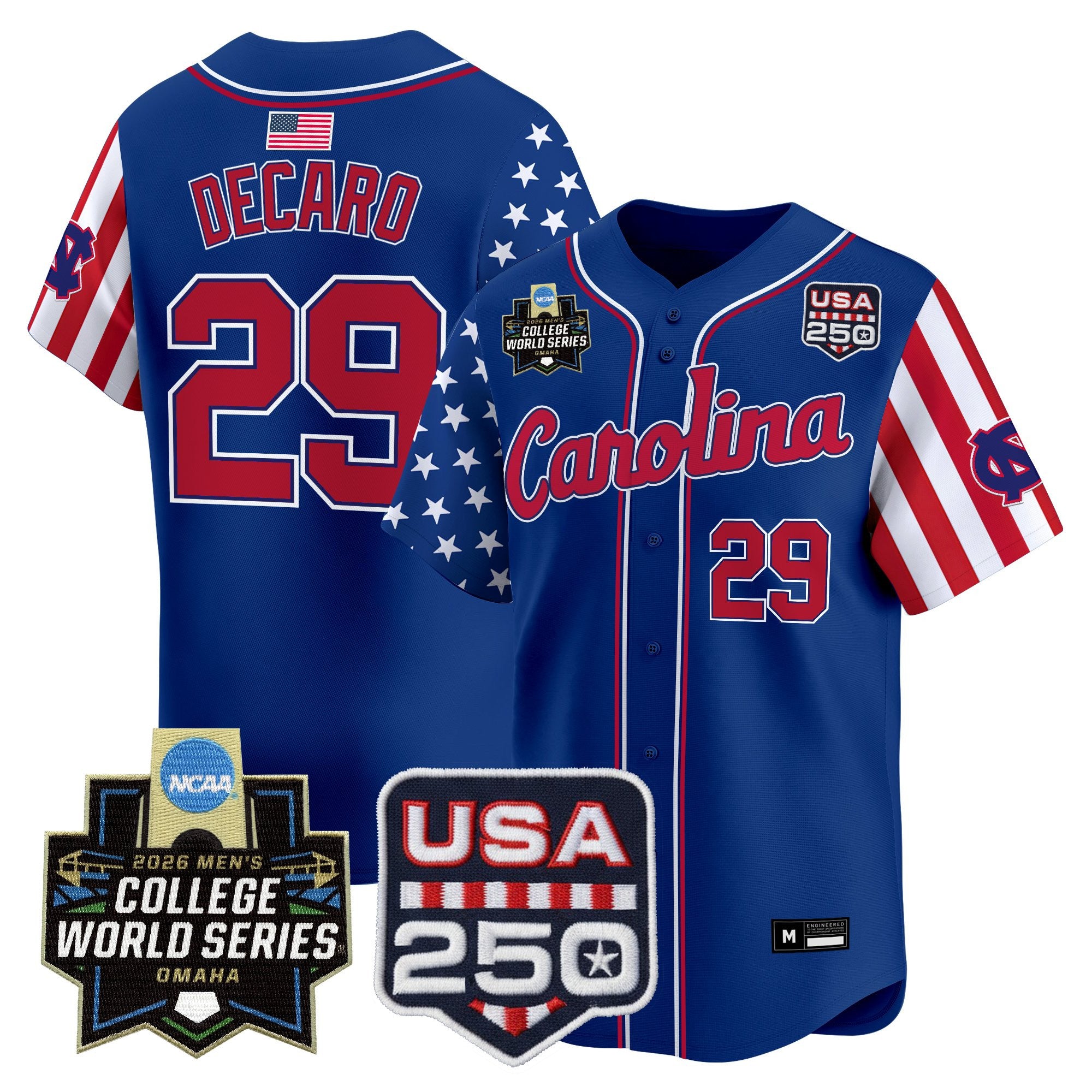 Men's North Carolina Tar Heels 2026 World Series "America 250 Edition" Vapor Premier Limited Jersey - All Stitched