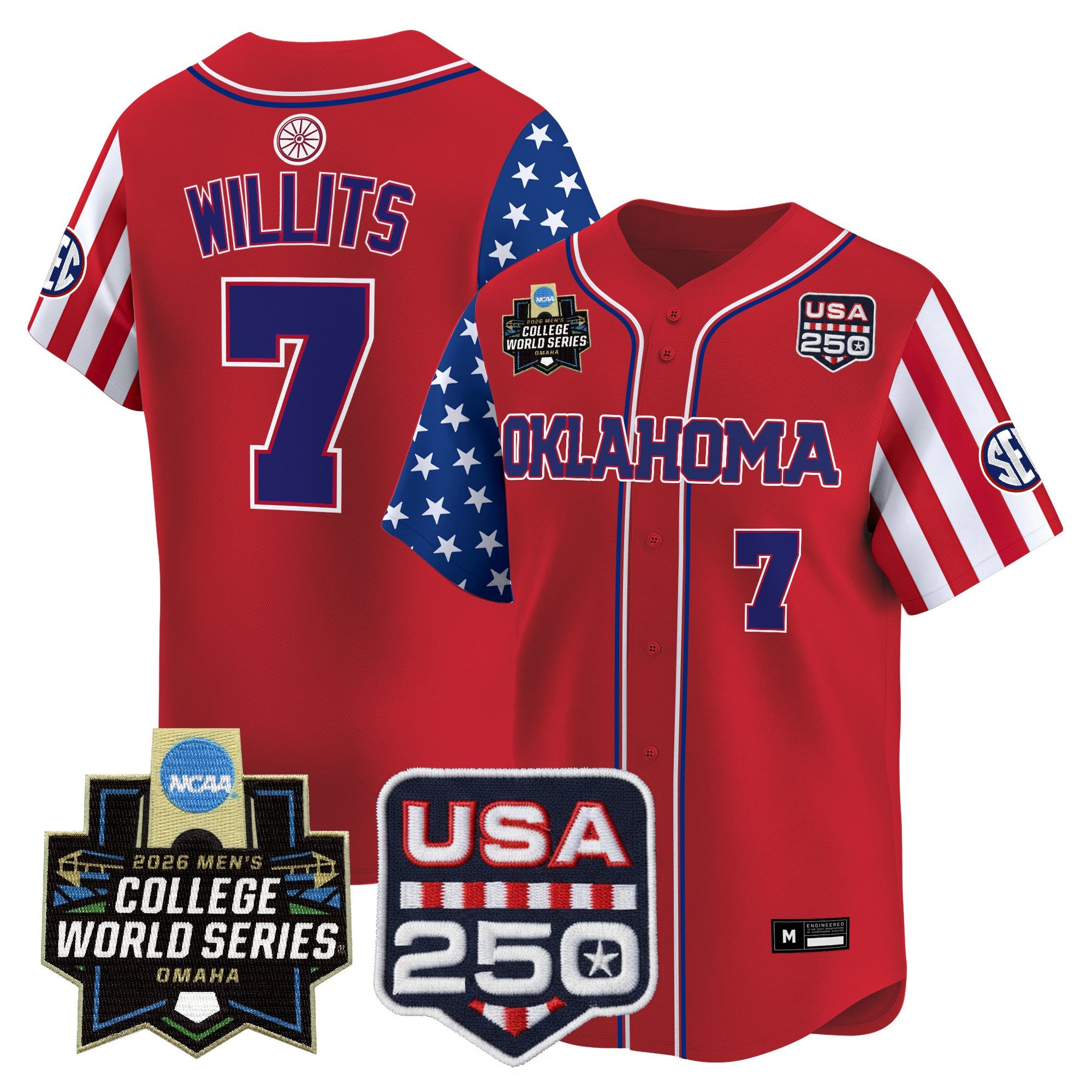 Men's Oklahoma Sooners 2026 World Series "America 250 Edition" Vapor Premier Limited Jersey - All Stitched