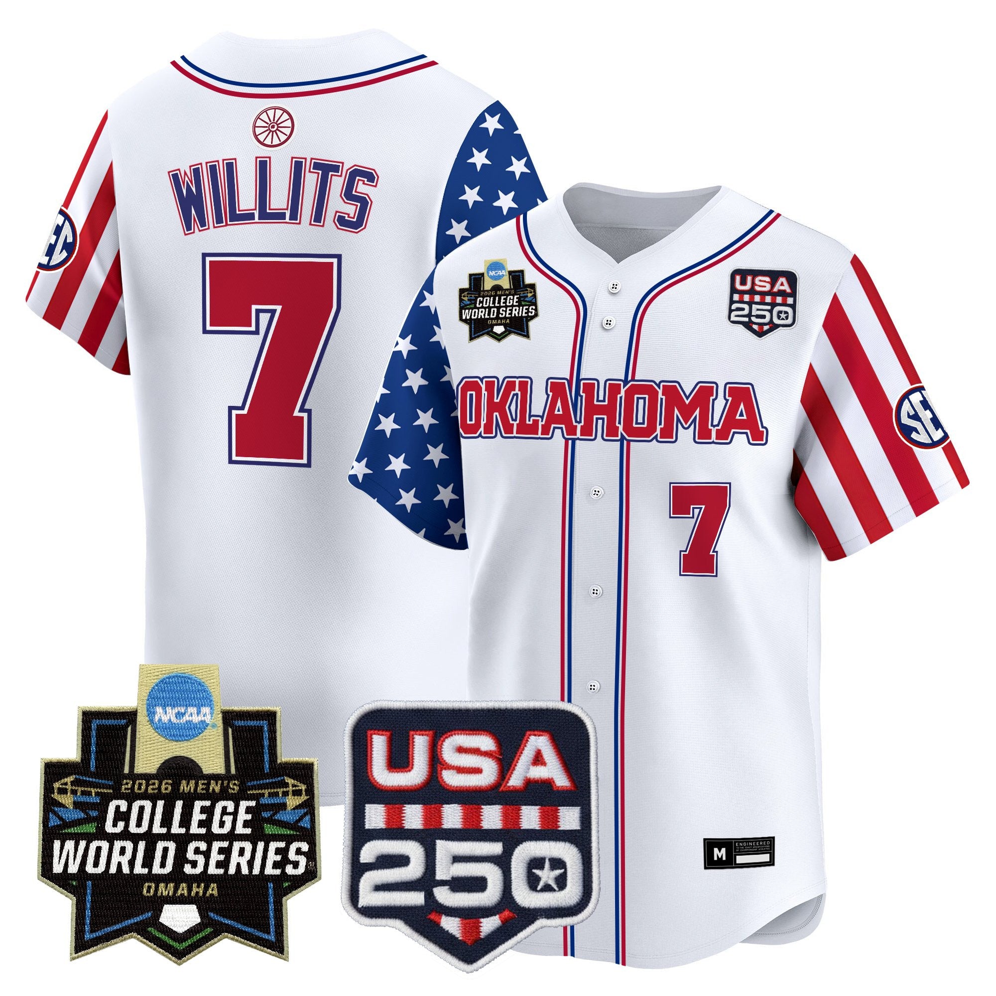 Men's Oklahoma Sooners 2026 World Series "America 250 Edition" Vapor Premier Limited Jersey - All Stitched