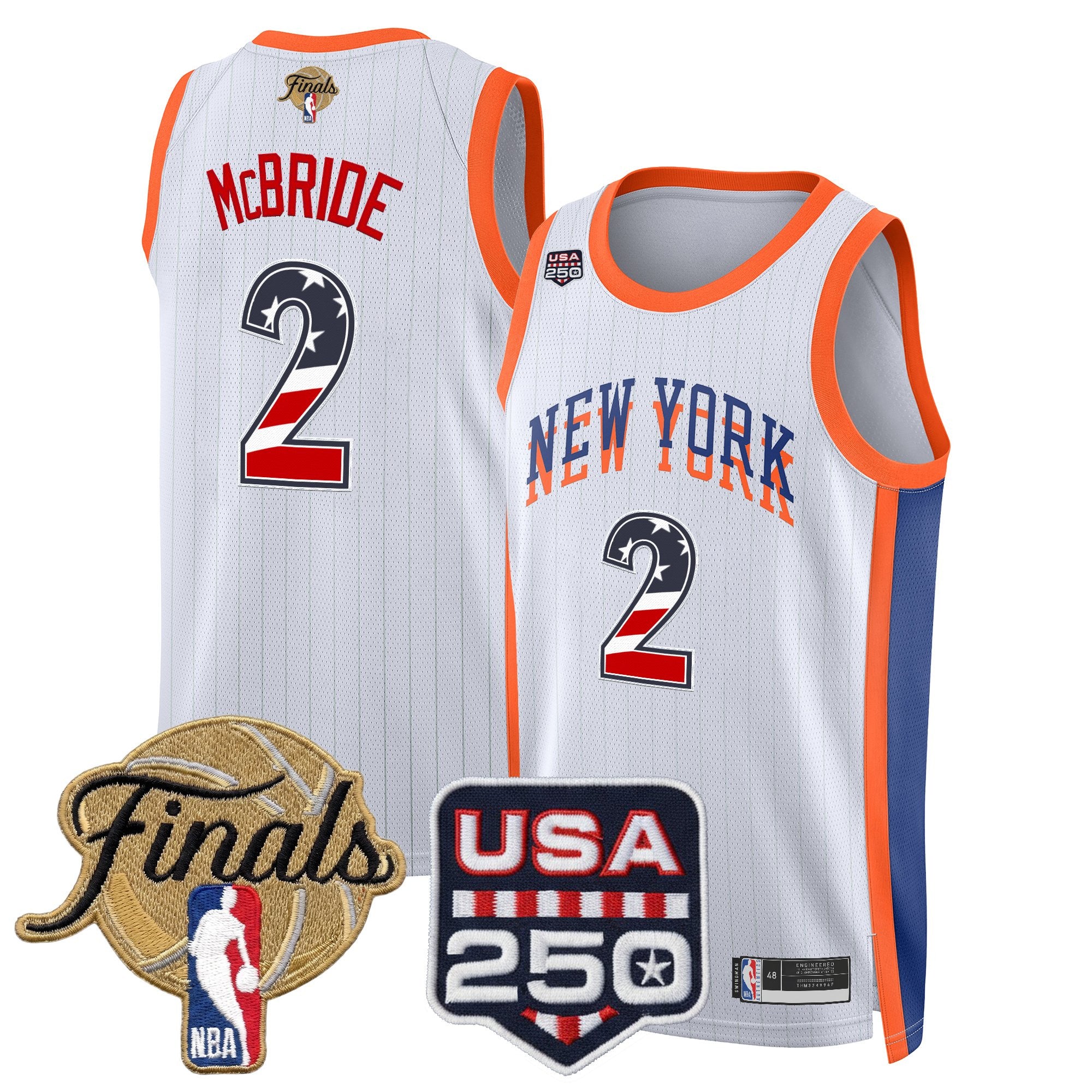 Men's New York Knicks USA 250 Fourth of July Swingman Jersey - 2026 Finals patch- All Stitched