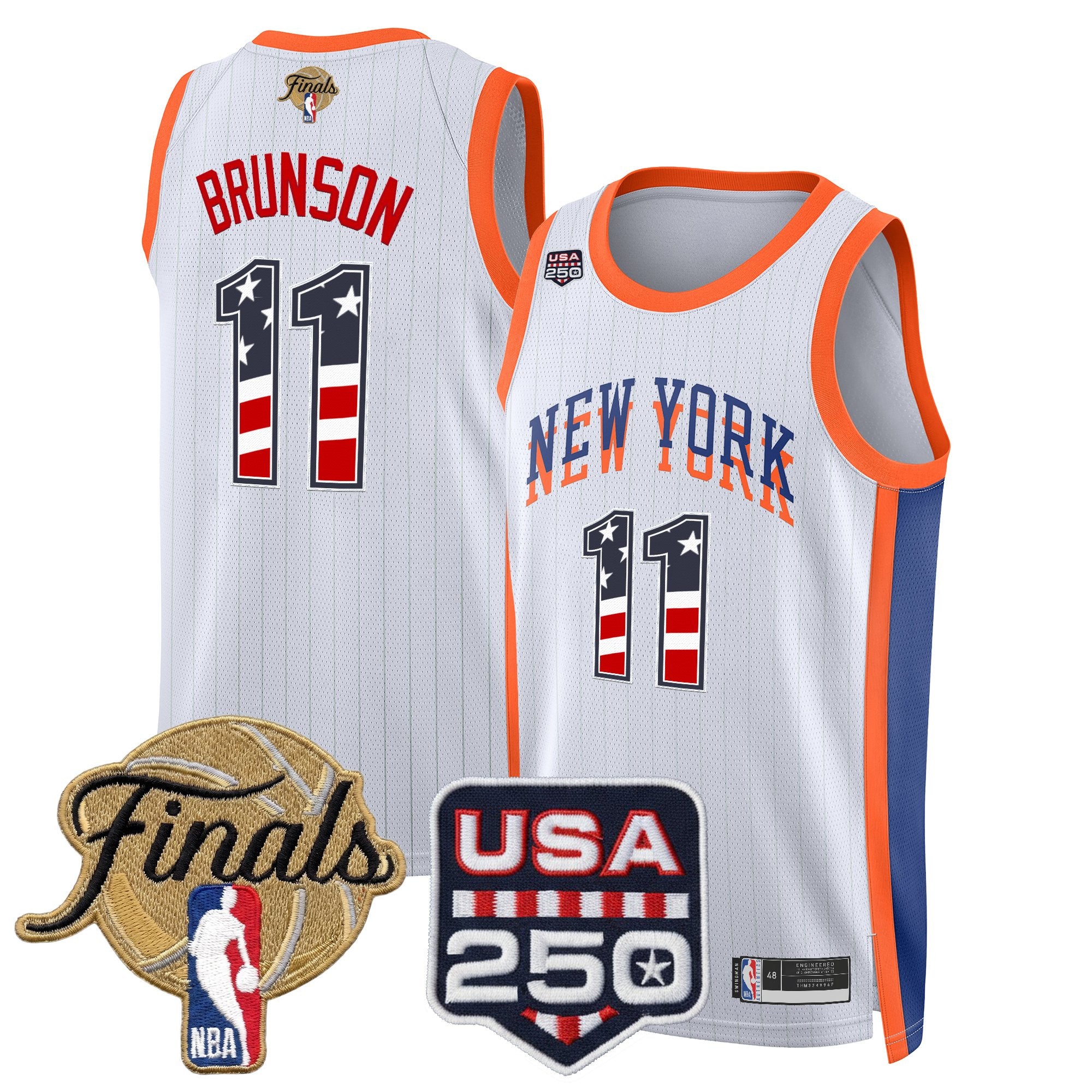 Men's New York Knicks USA 250 Fourth of July Swingman Jersey - 2026 Finals patch- All Stitched