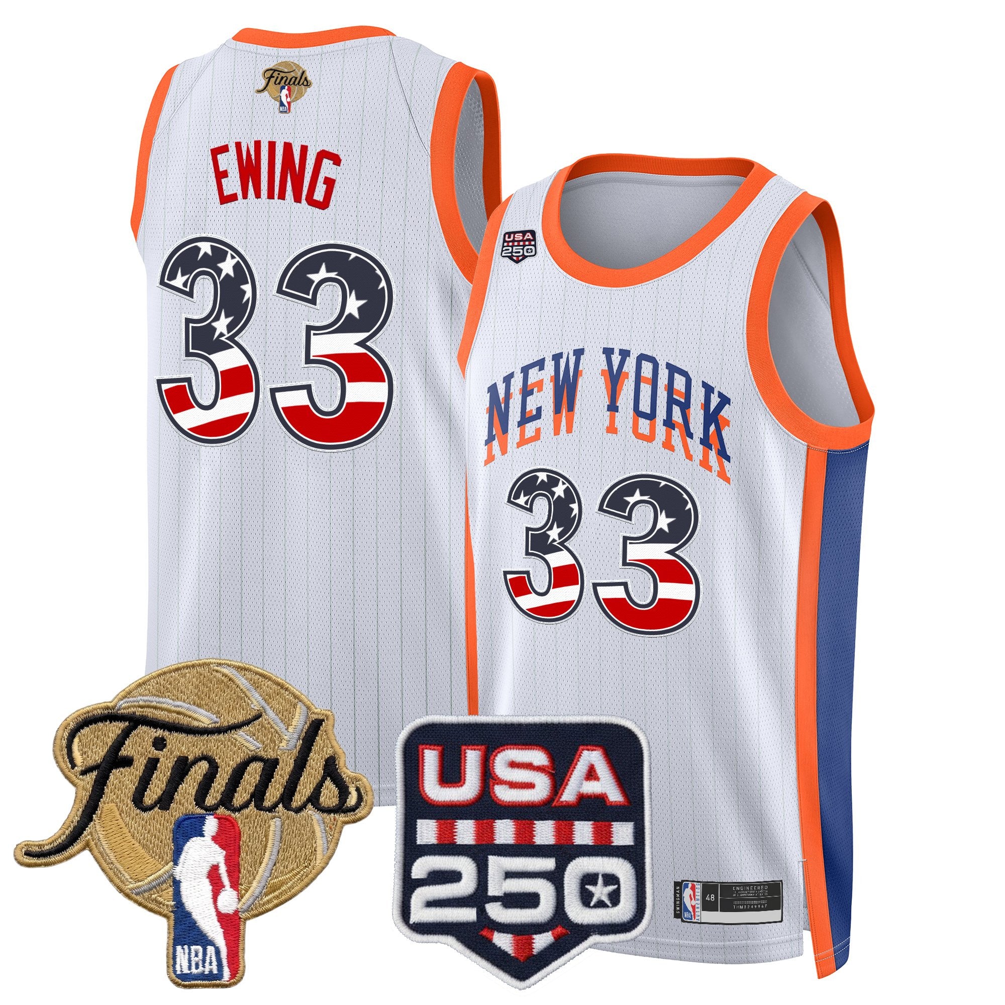 Men's New York Knicks USA 250 Fourth of July Swingman Jersey - 2026 Finals patch- All Stitched