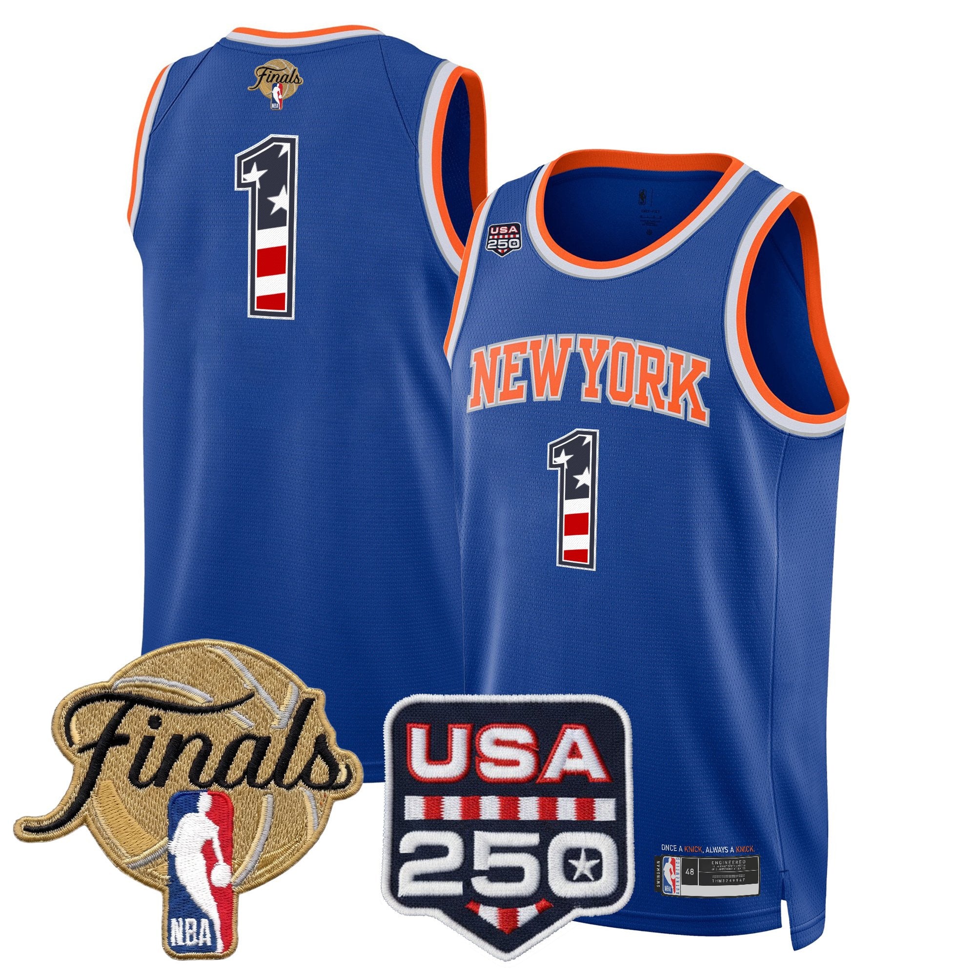 Men's New York Knicks USA 250 Fourth of July Swingman Jersey - 2026 Finals patch- All Stitched