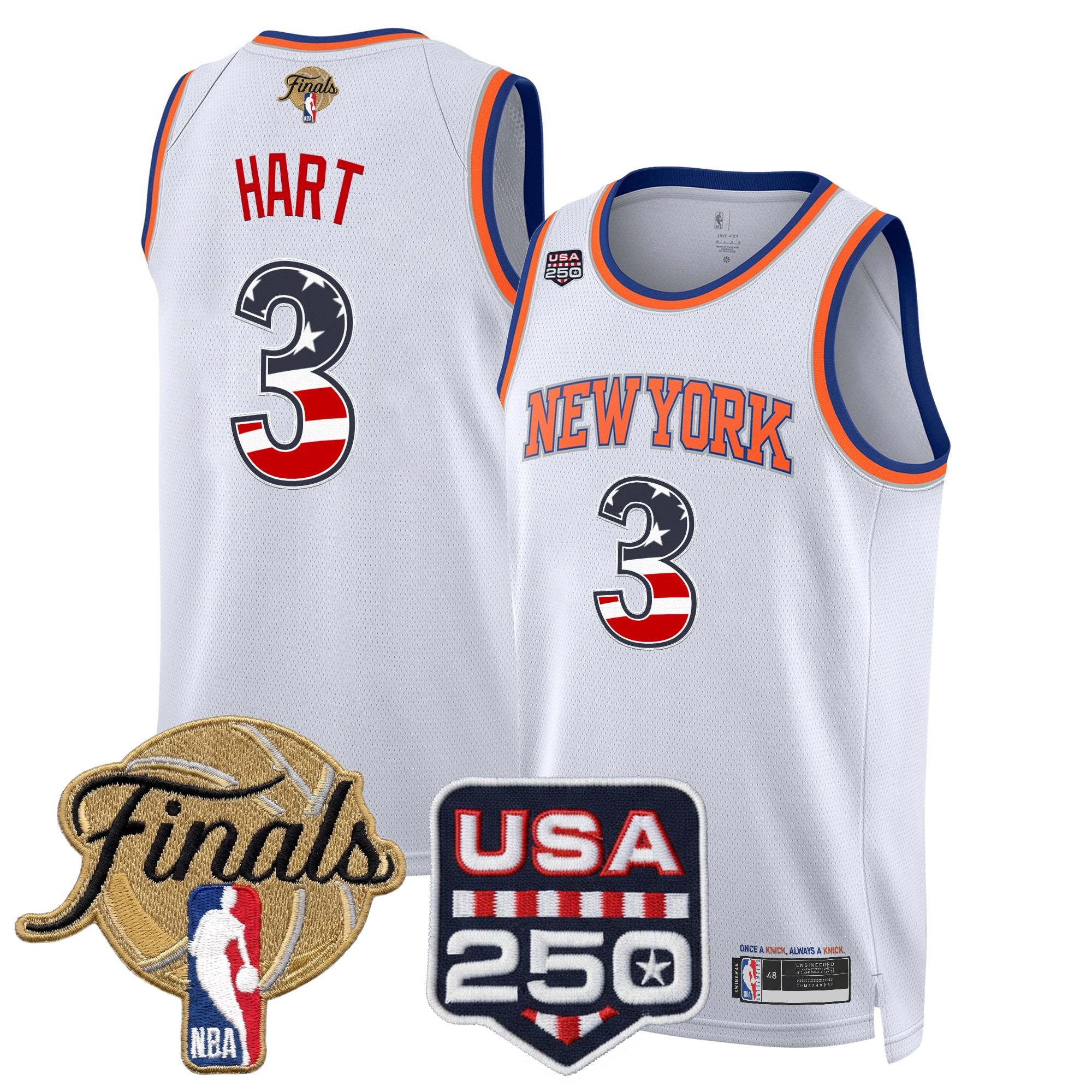 Men's New York Knicks USA 250 Fourth of July Swingman Jersey - 2026 Finals patch- All Stitched