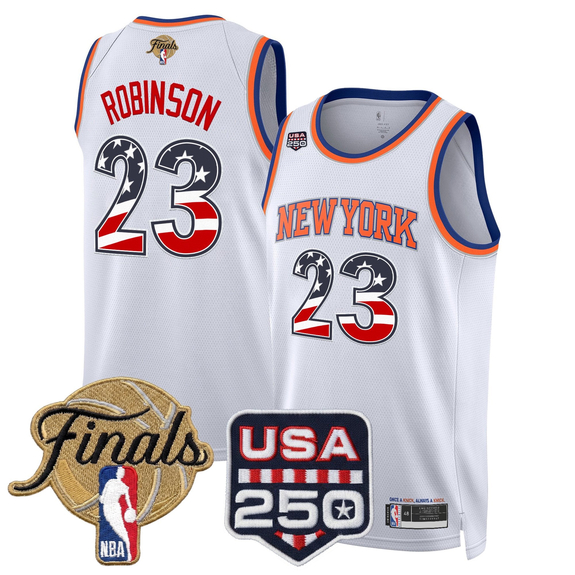 Men's New York Knicks USA 250 Fourth of July Swingman Jersey - 2026 Finals patch- All Stitched