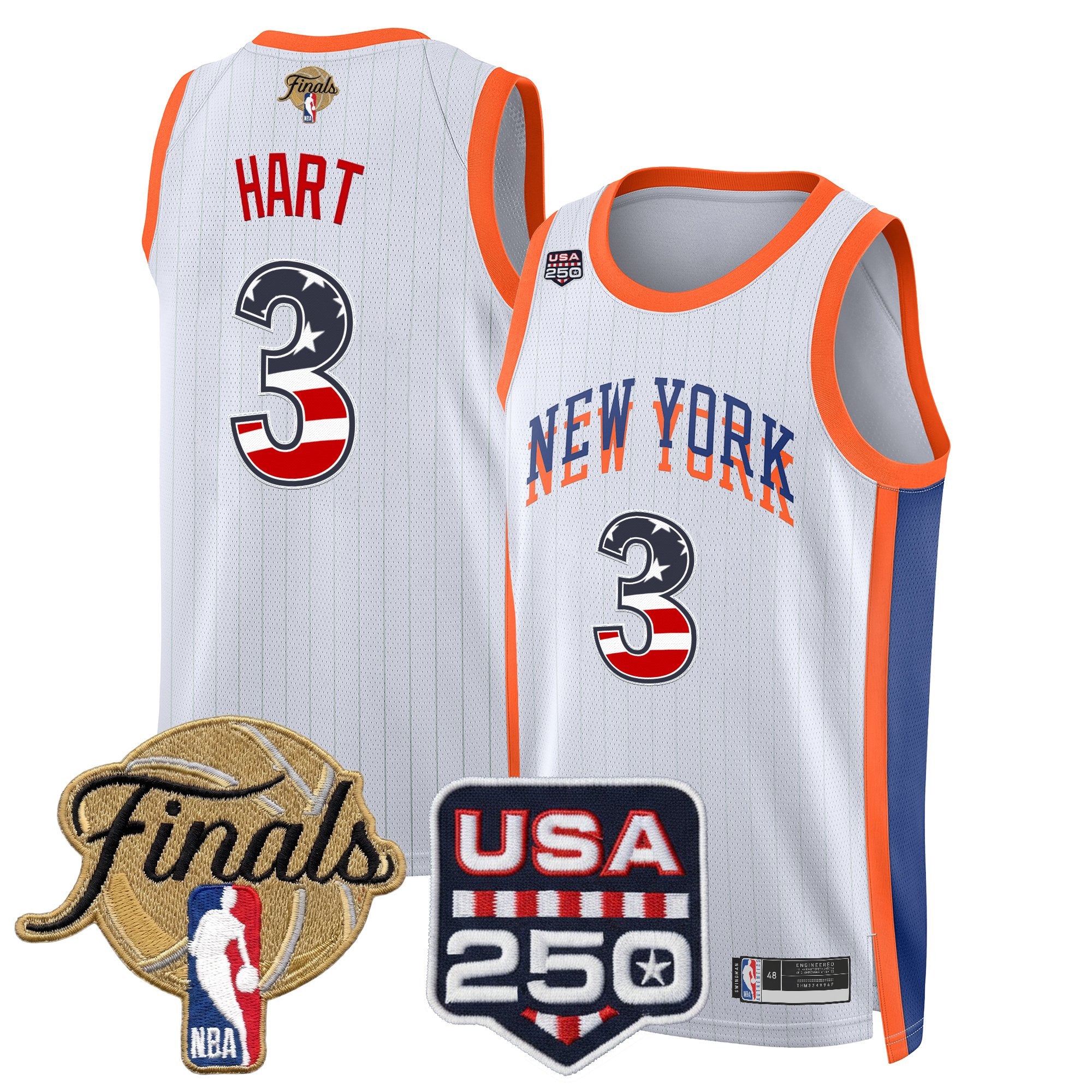 Men's New York Knicks USA 250 Fourth of July Swingman Jersey - 2026 Finals patch- All Stitched