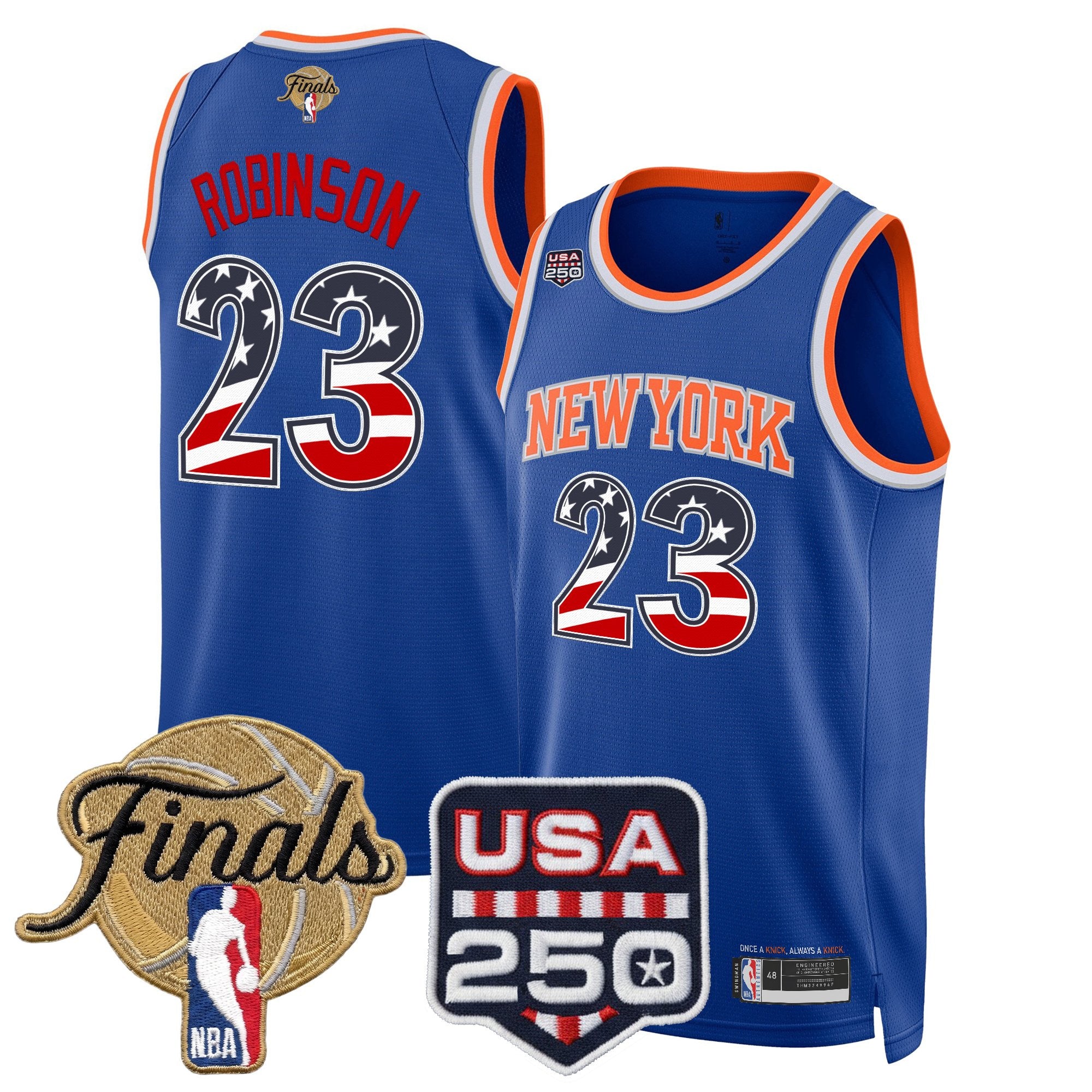 Men's New York Knicks USA 250 Fourth of July Swingman Jersey - 2026 Finals patch- All Stitched