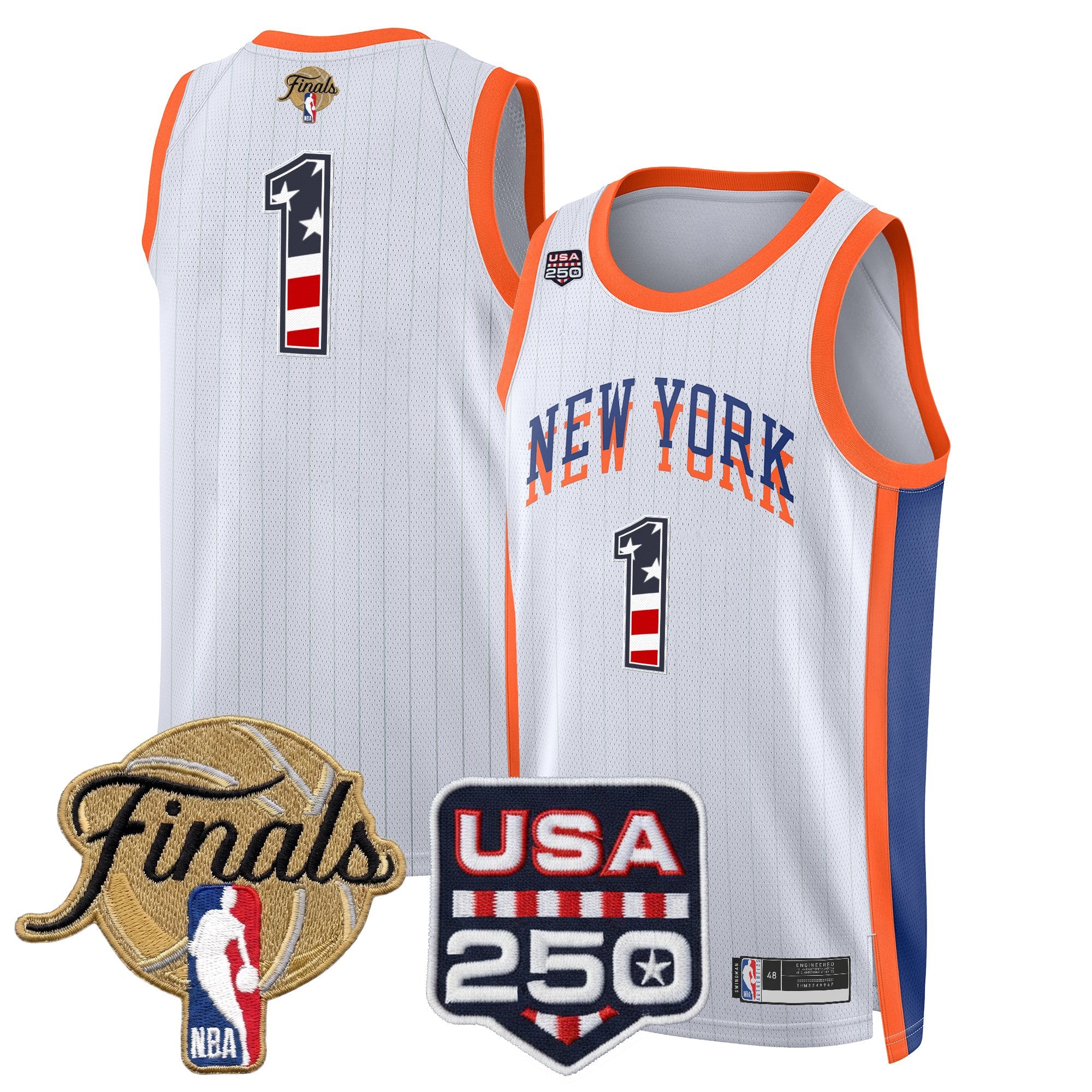 Men's New York Knicks USA 250 Fourth of July Swingman Jersey - 2026 Finals patch- All Stitched
