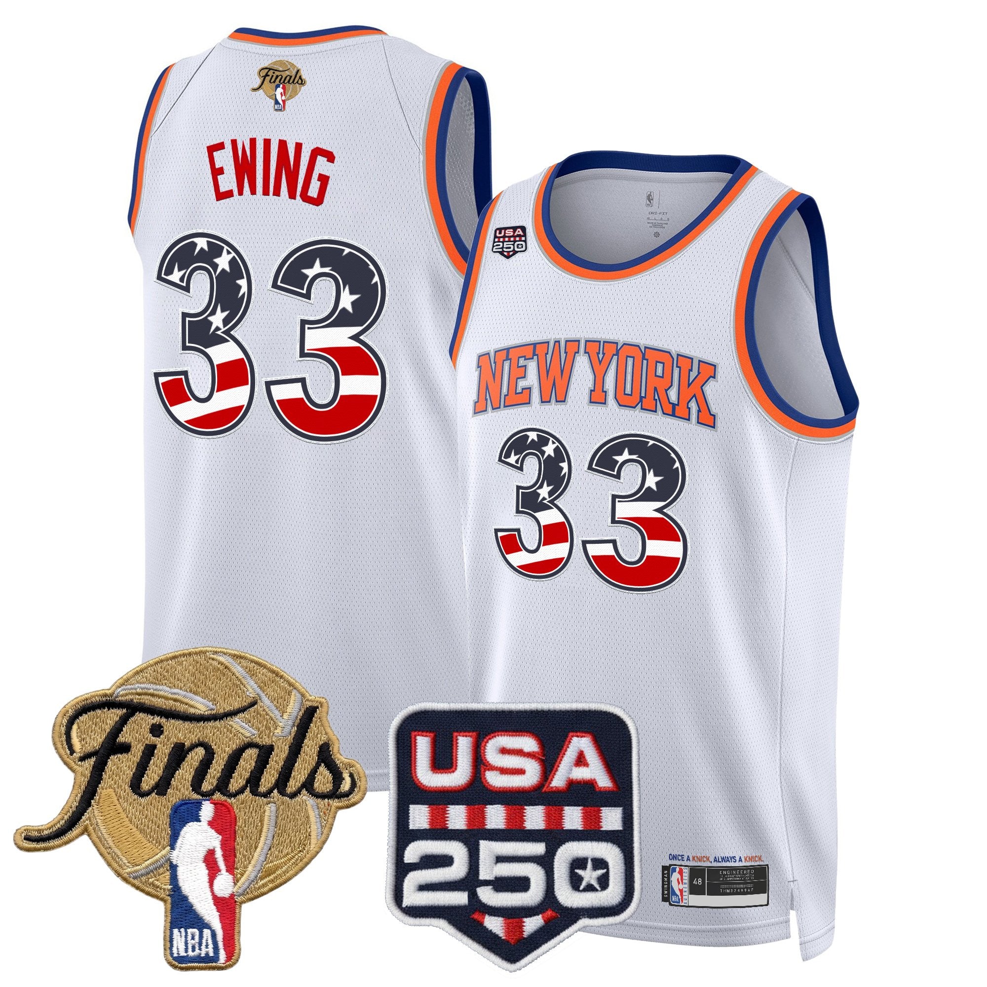 Men's New York Knicks USA 250 Fourth of July Swingman Jersey - 2026 Finals patch- All Stitched